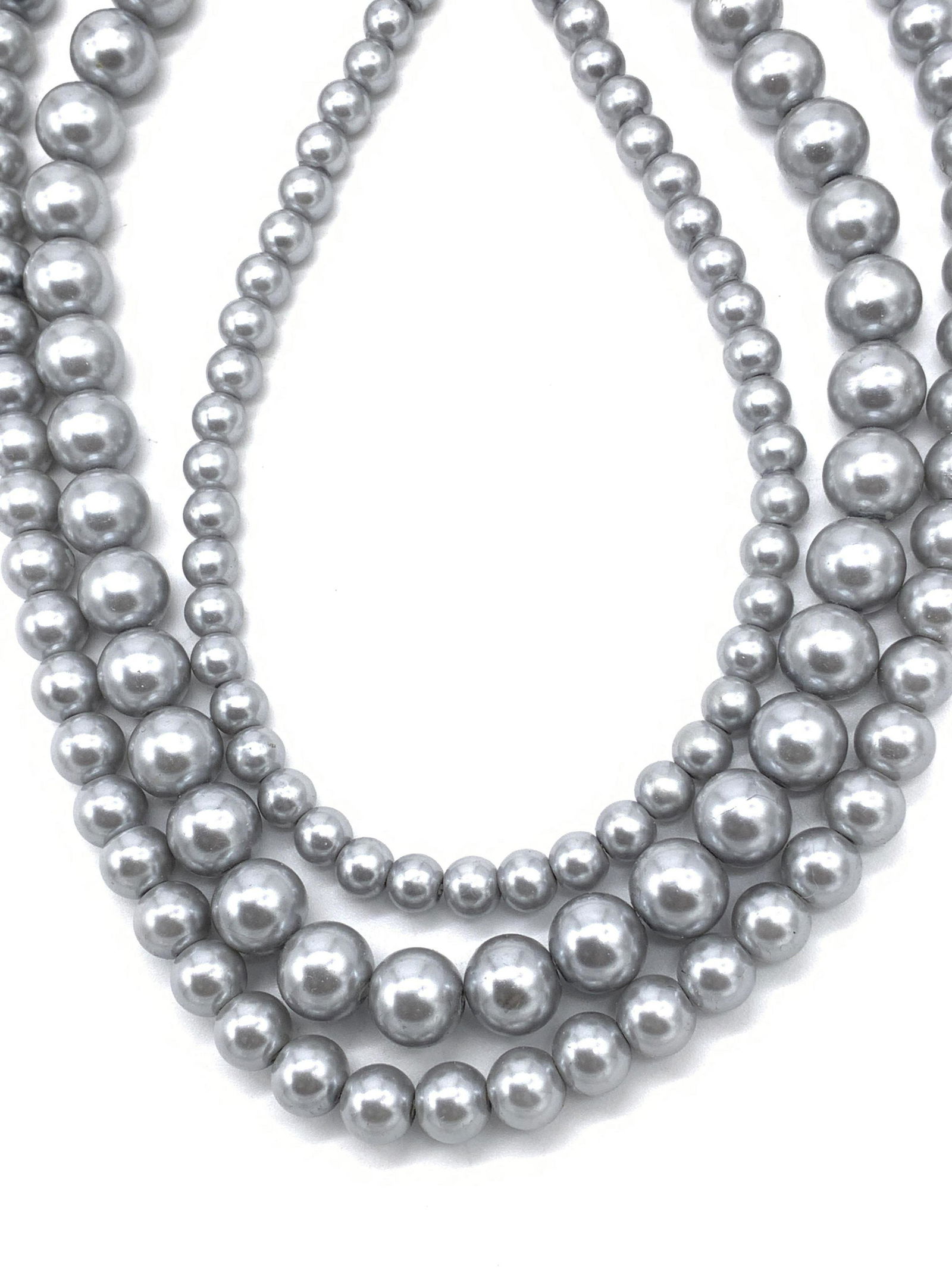 3 Strand Gray Beaded Necklace (1 of 4)