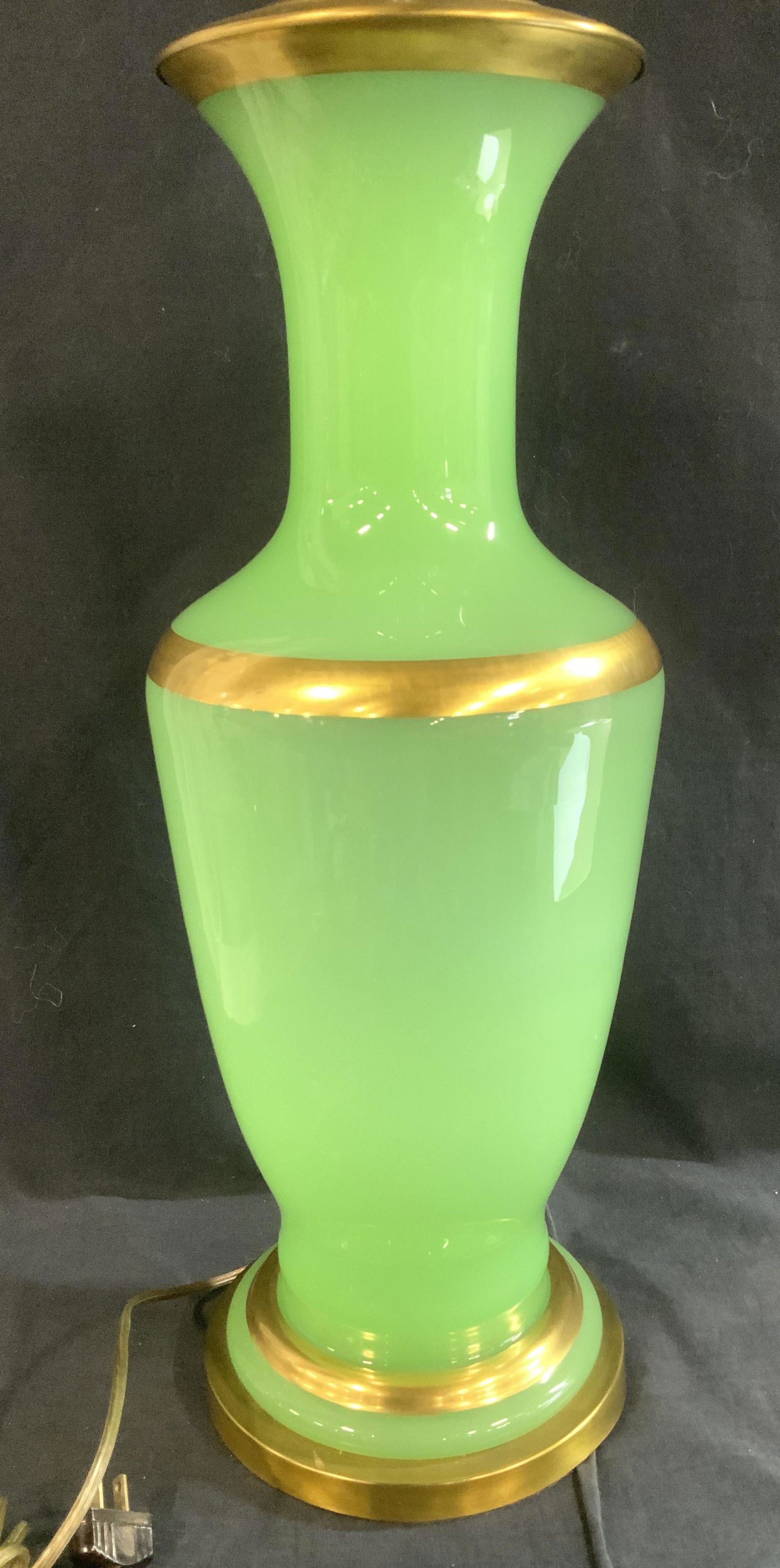 OPALINE Green Glass Pull Chain Lamp (1 of 9)