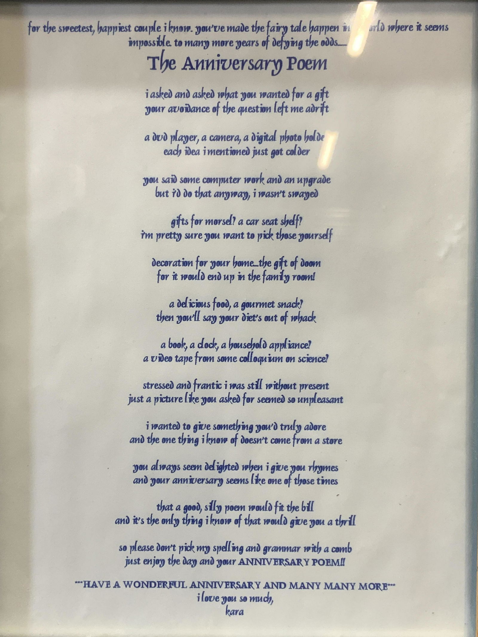 Framed Anniversary Poem (1 of 5)