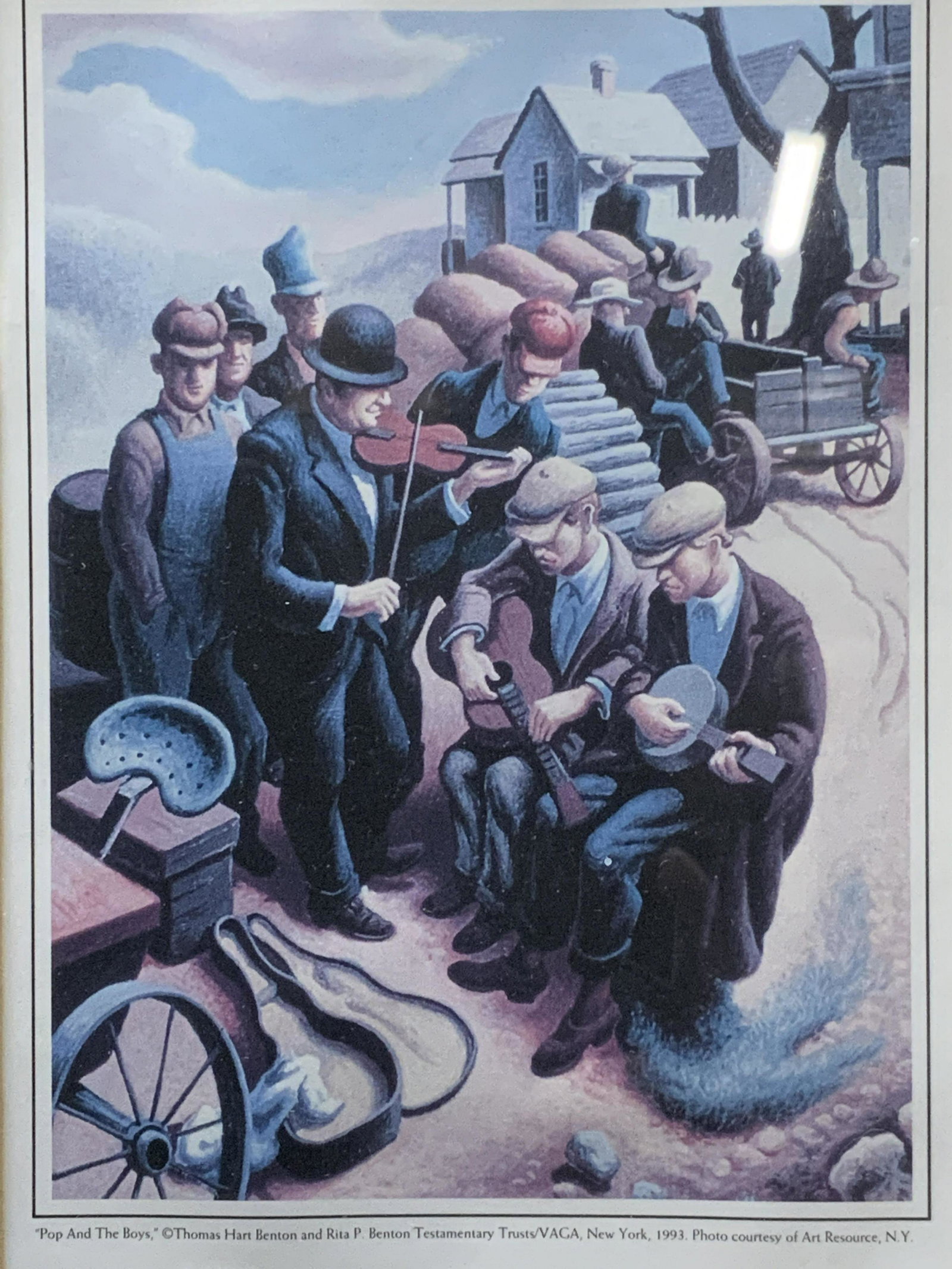 THOMAS HART BENTON Pop and the Boys Lithograph: THOMAS HART BENTON Pop and the Boys Lithograph, inscription reads Pop and the boys (c) Thomas Hart Benton and Rita P. Benton Testamentary Trusts/VAGA, Bew YORK, 1993. Photo courtesy of Art Resource, N