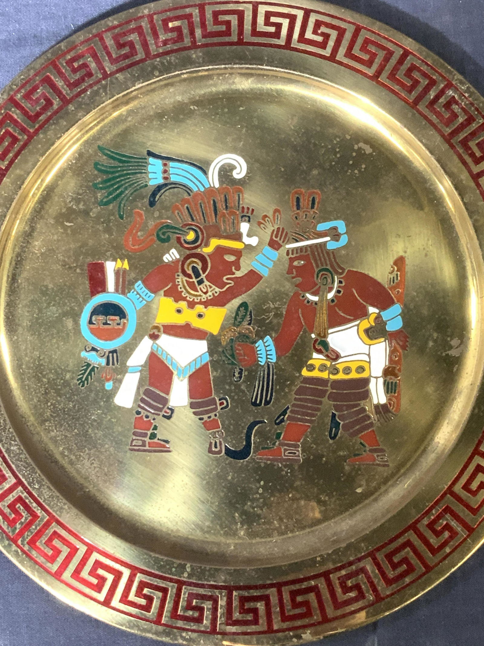 Aztec Enamel on Brass, Victory of Aztec King (1 of 7)