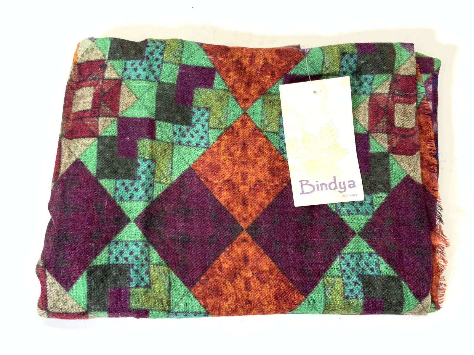 BINDYA Cashmere & Silk Geo, Mosaic Scarf, NWT (1 of 8)