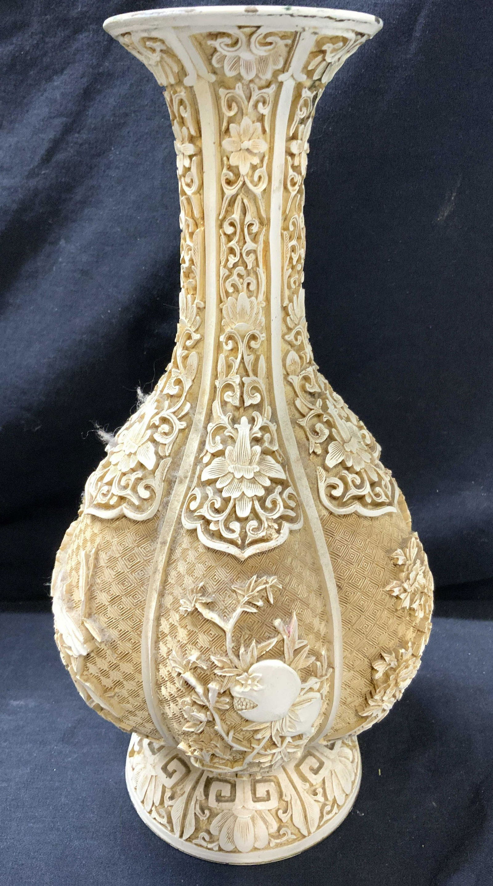 Vintage White Cinnabar Vase Vessel (1 of 8)