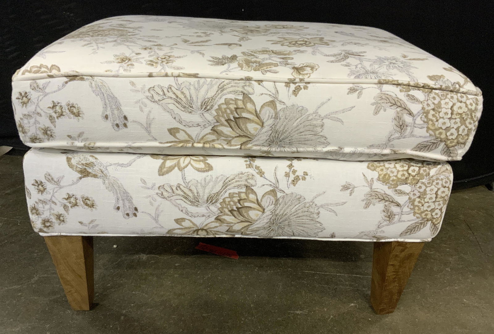 Upholstered Toile Style Ottoman (1 of 6)