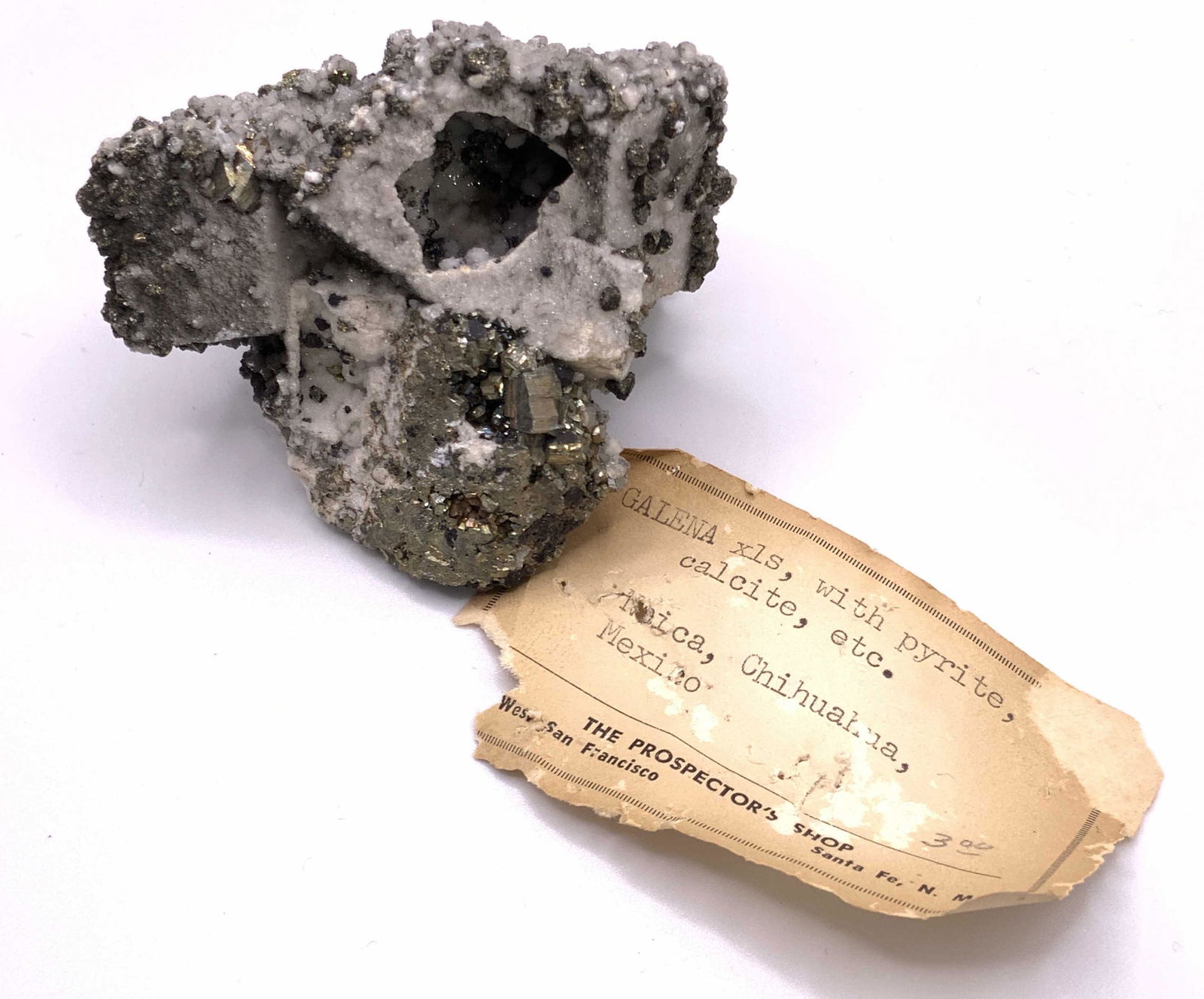 Natural Mined Galena Crystal W/ Pyrite & Calcite (1 of 9)