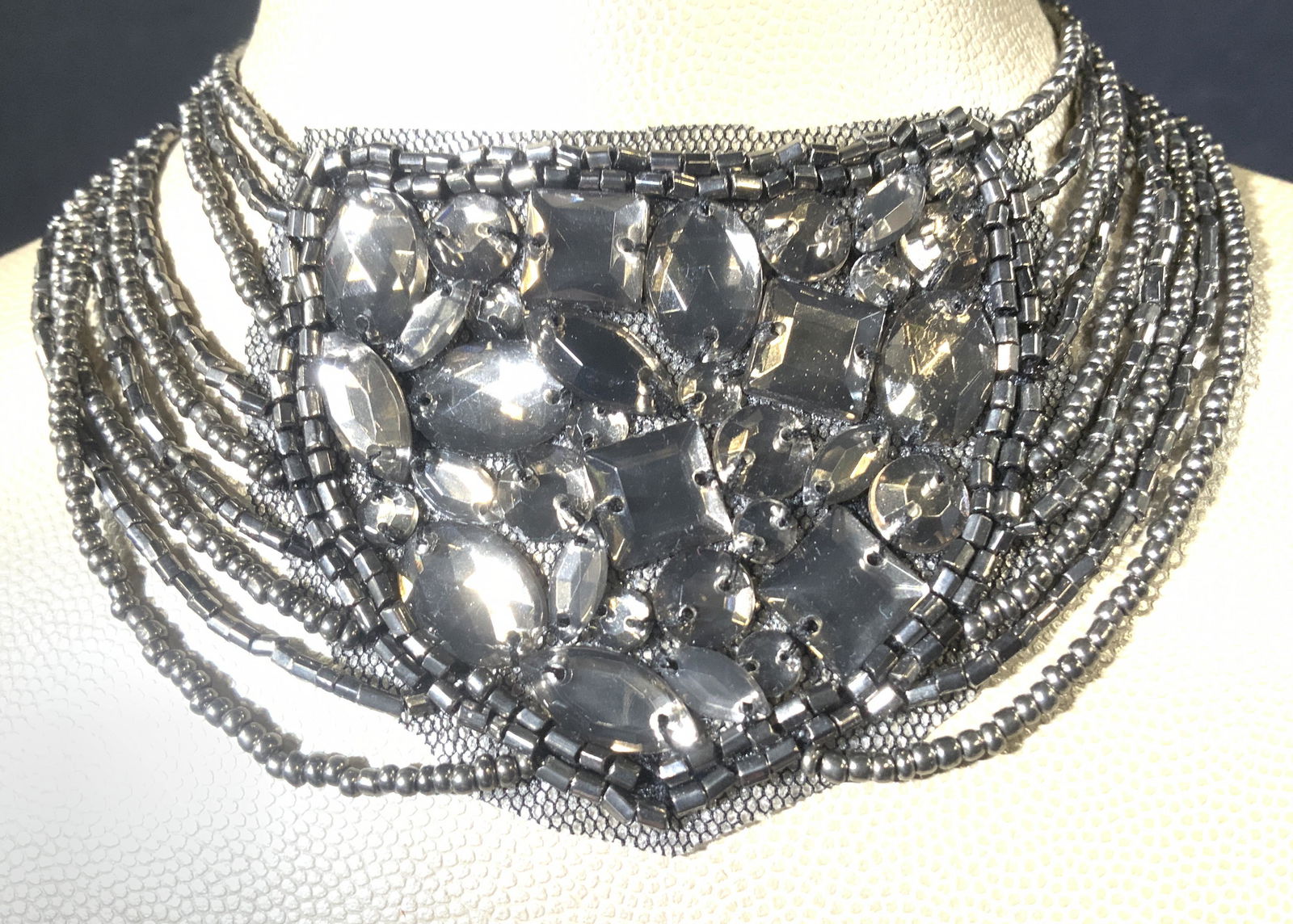 CARA Handmade Multi Textile Bib Necklace, NWT (1 of 6)