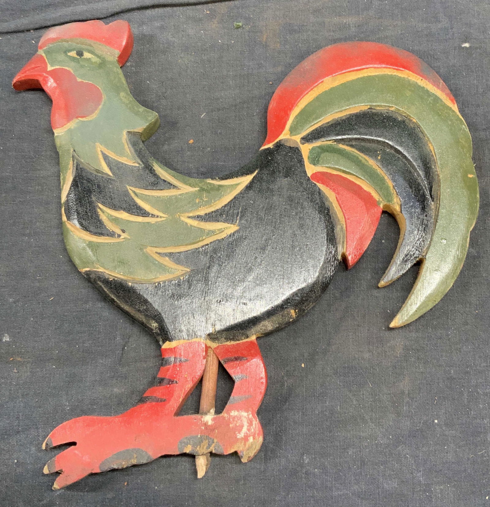 Hand Carved & Painted Folk Art Rooster (1 of 5)