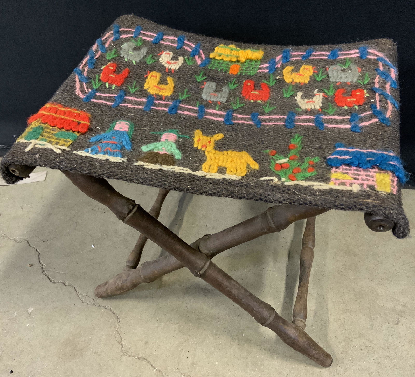 Vintage Folk Art Stool (1 of 4)
