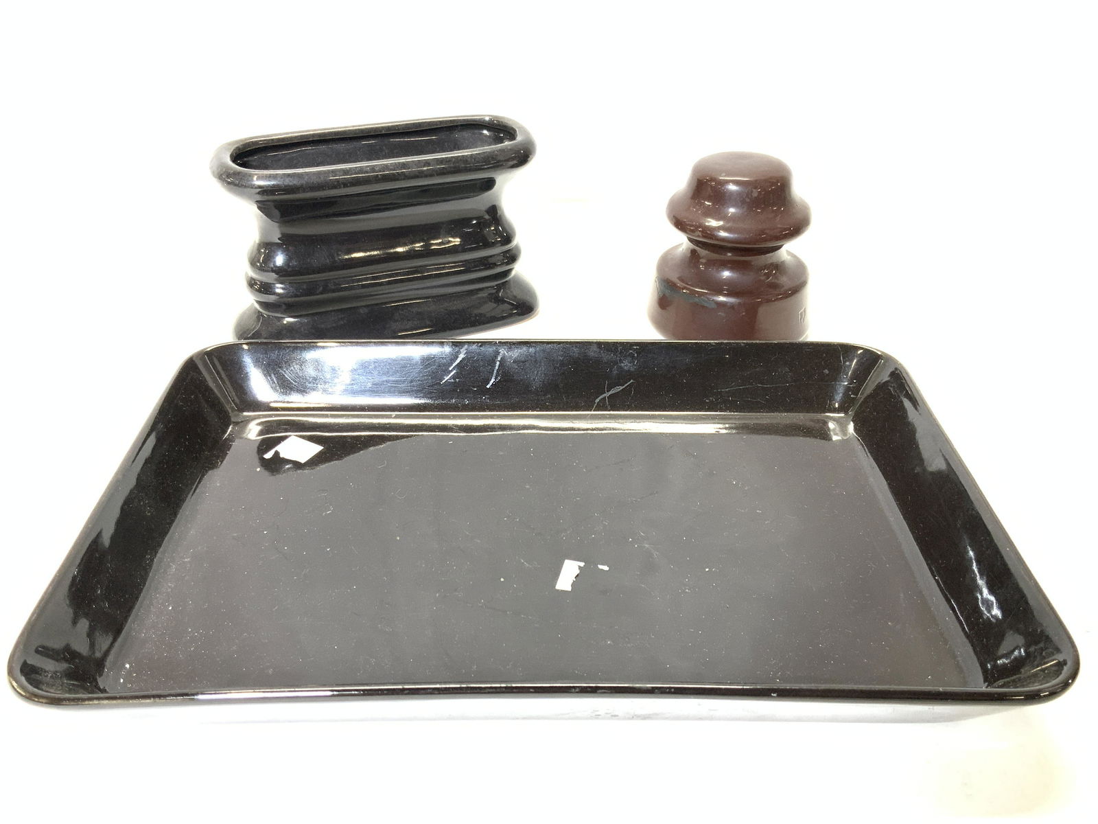 Three Black Ceramic Tabletop Vessels (1 of 9)