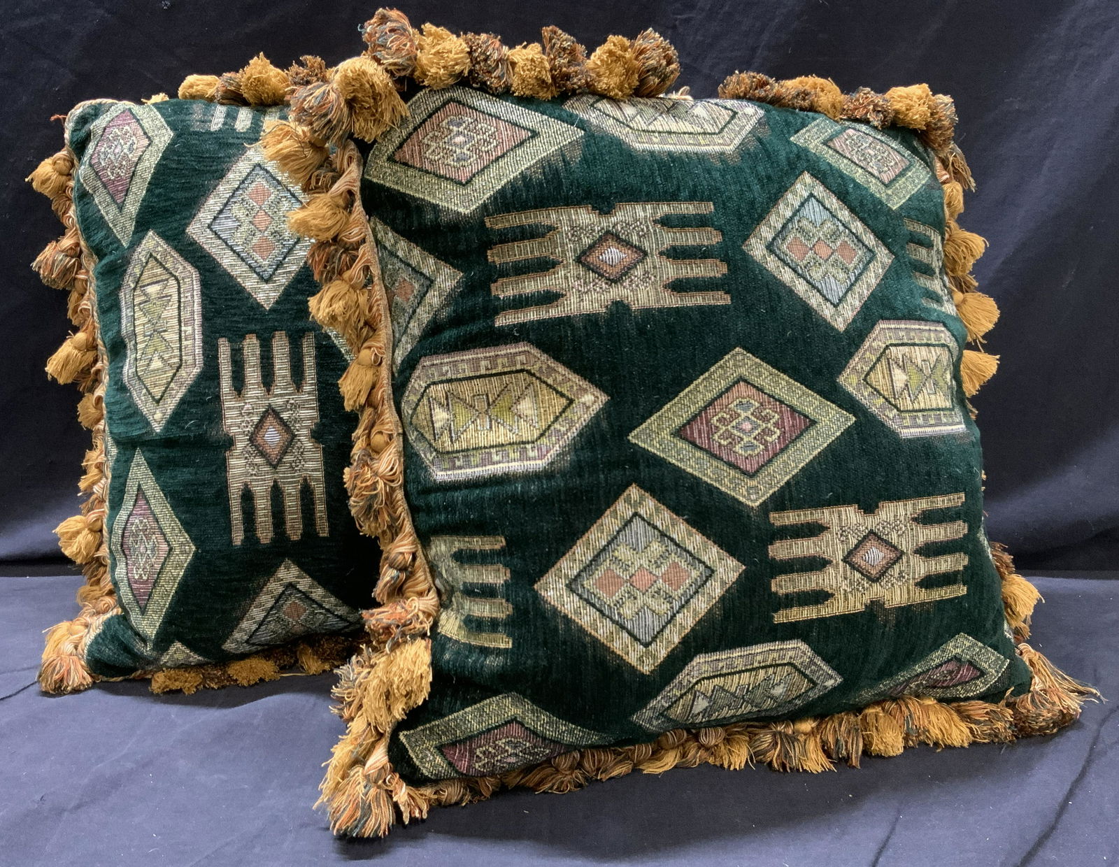 Pair Chenille Art-Deco Tassel Throw Pillows (1 of 5)