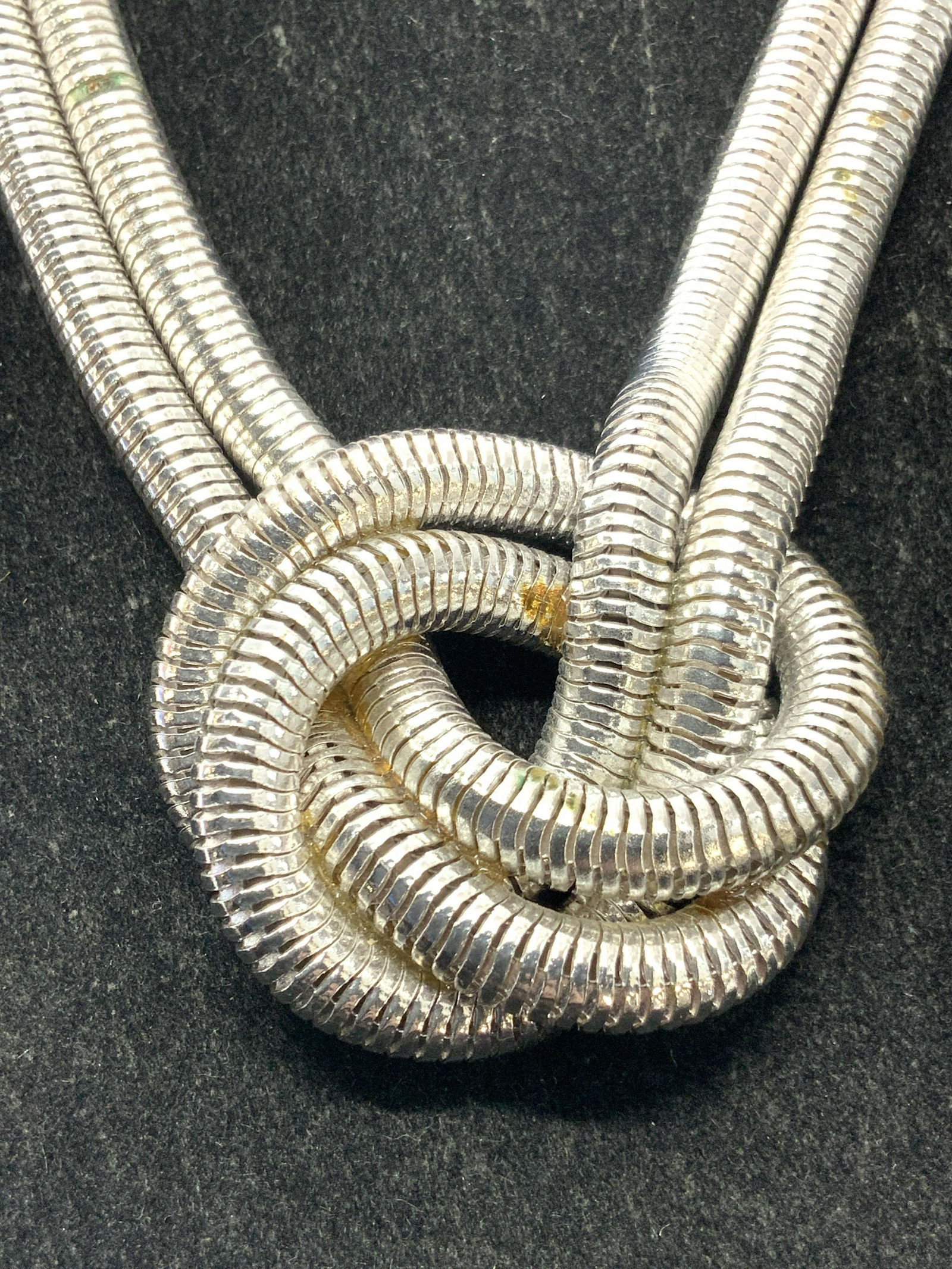 Silver Toned Knotted Snake Chain Necklace (1 of 5)
