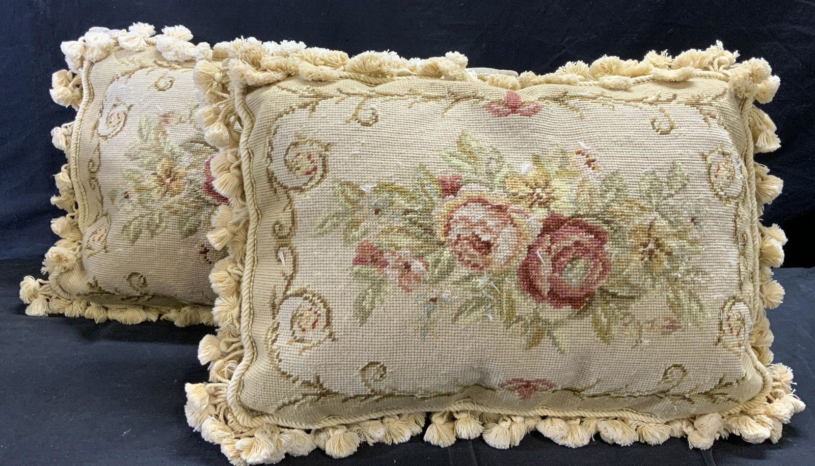 Victorian Style Pair of Needle Throw Pillows (1 of 8)