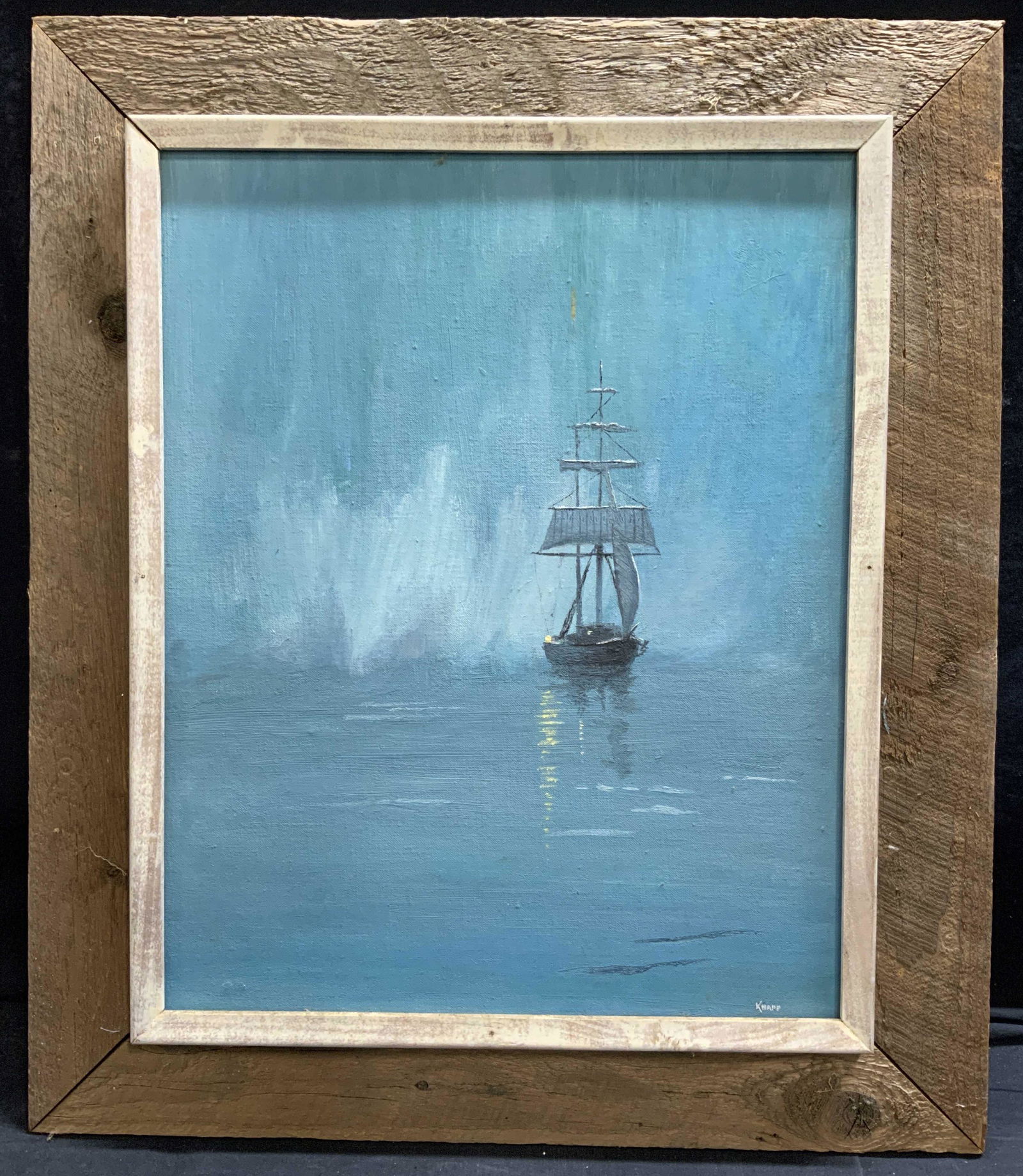 KNAPP Signed Acrylic on Board of Boat (1 of 6)