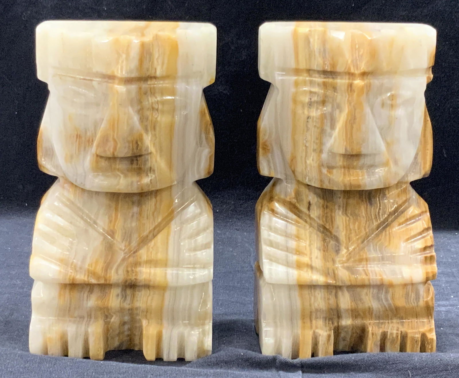 2 Vintage Aztec Marble Onyx Stone Bookends (1 of 7)
