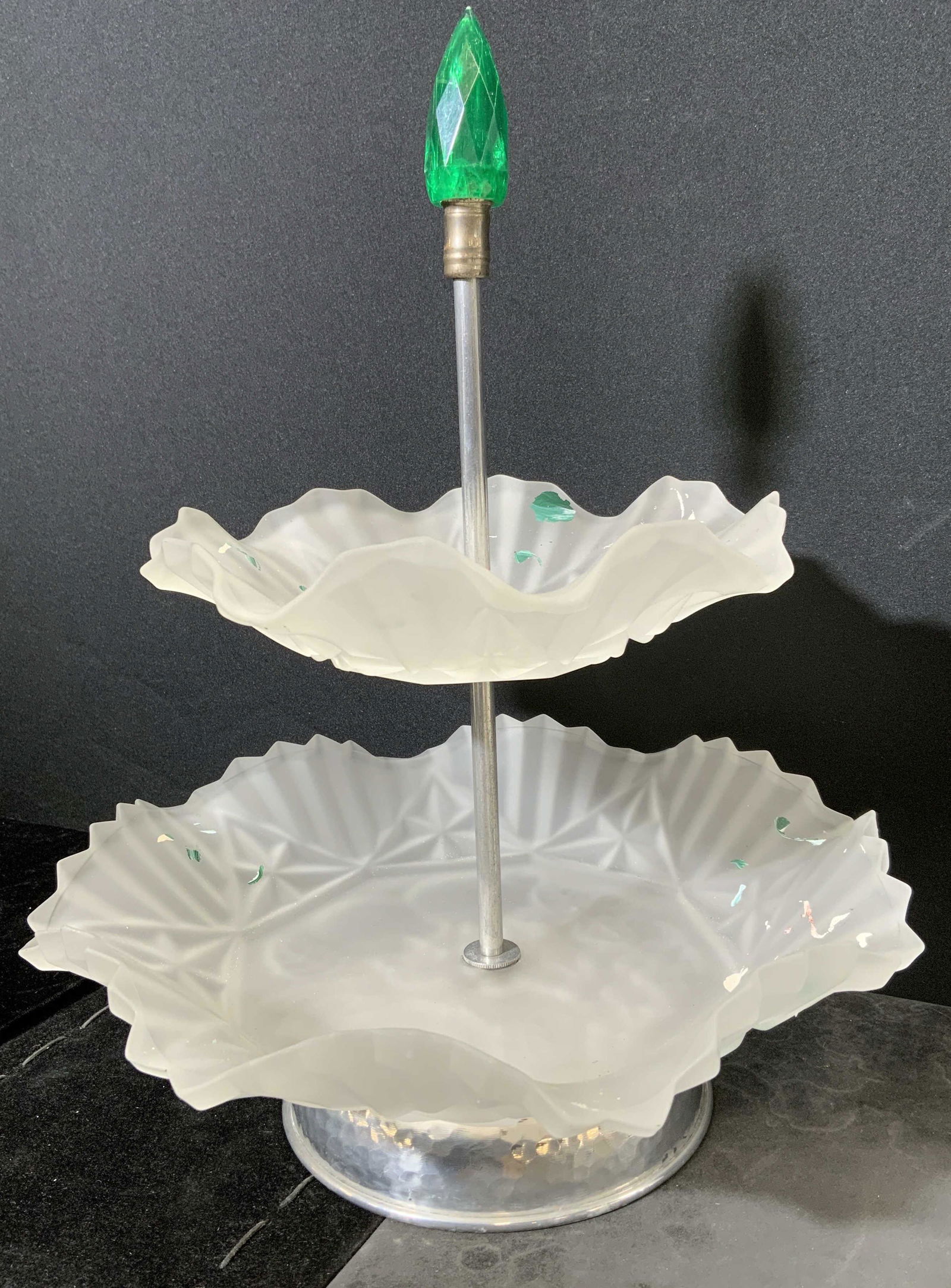 Two Tiered Frosted Glass Serving Dish (1 of 6)