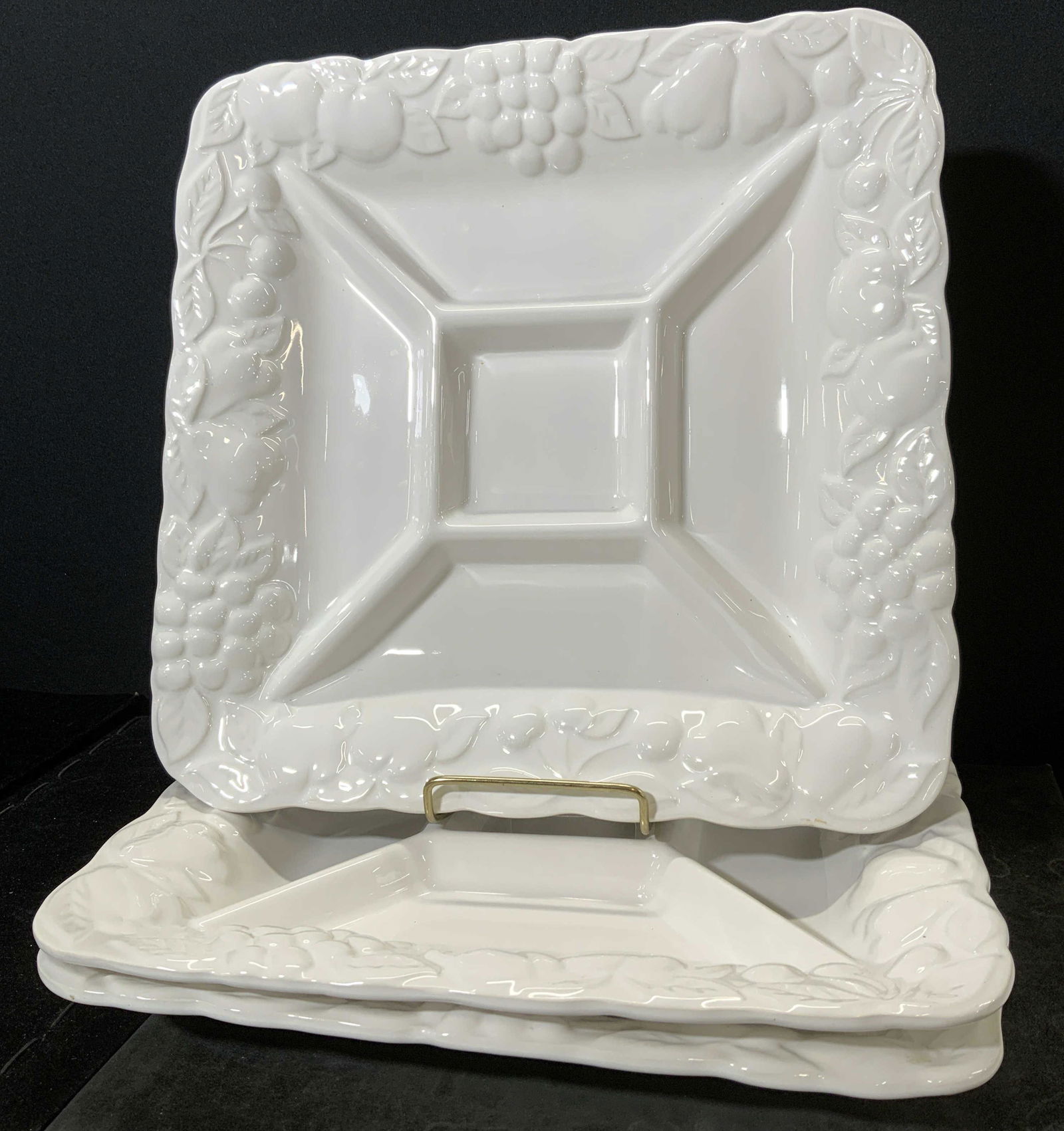 Lot 3 Ceramic Sectioned Dishes, Portugal (1 of 5)