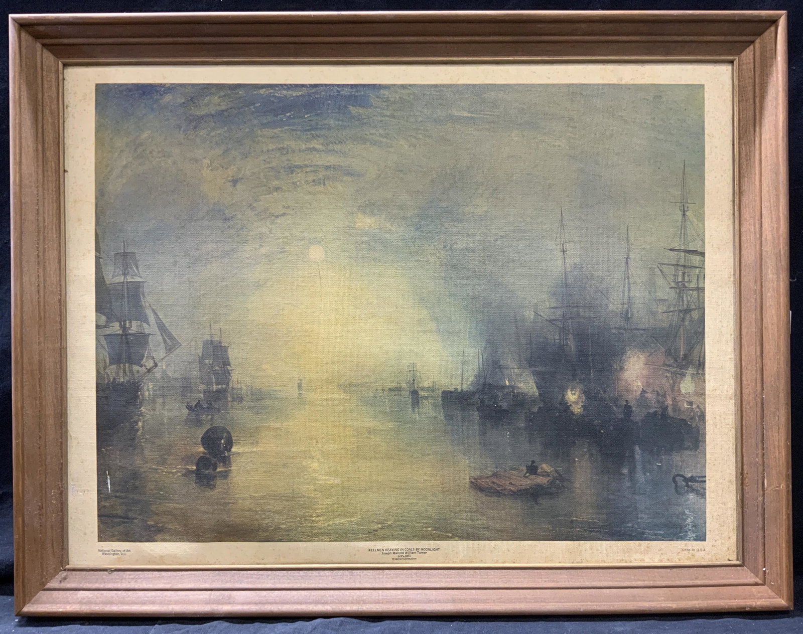 JMW TURNER Keelmen Heaving In Coals Lithograph: JMW TURNER Keelmen Heaving In Coals By Moonlight (1835) Lithograph on canvas, inscription to lower left reads National Gallery of Art Washington D.C. center inscription reads Keelmen Heaving In Coals 