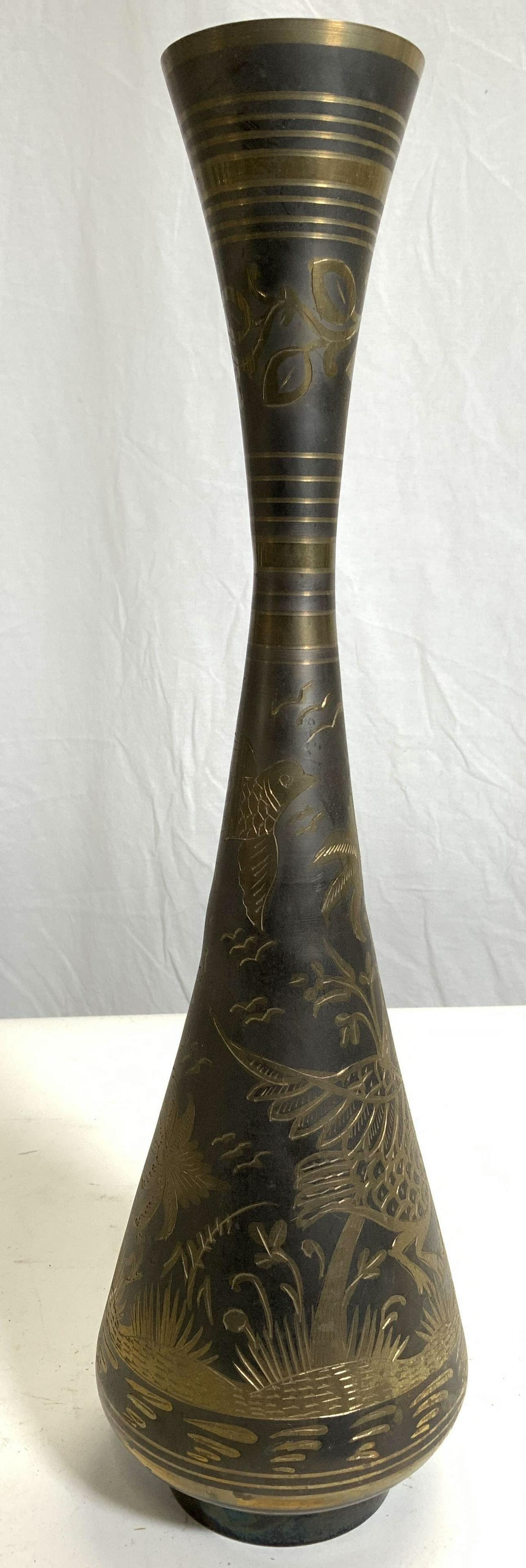 Etched Bronze Toned Slim Vase (1 of 8)