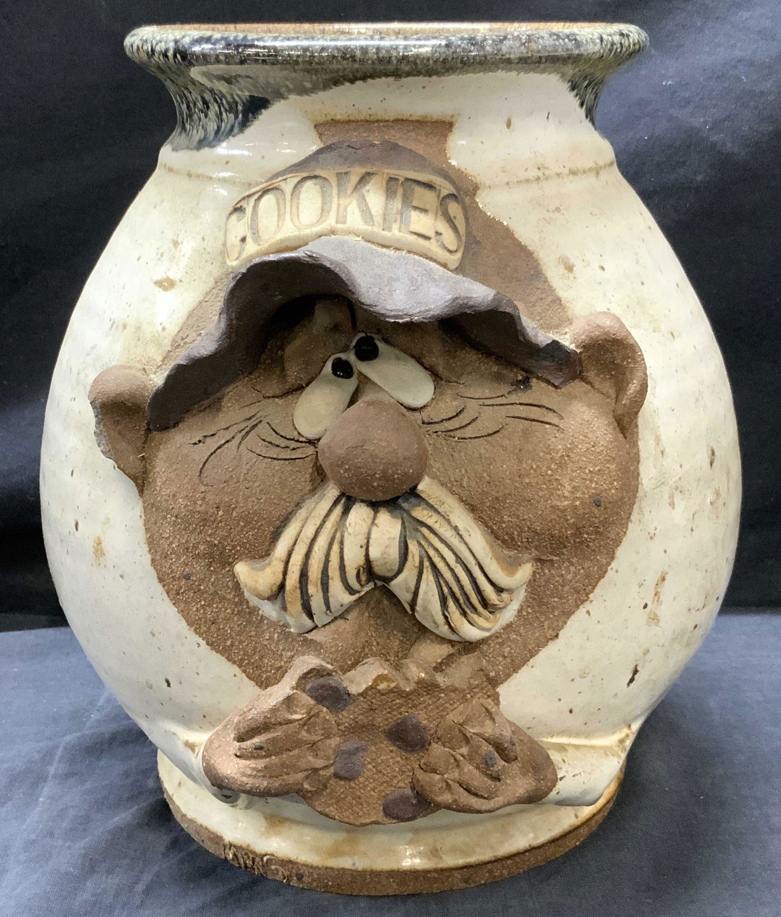 MMS Signed Vintage Ceramic Vessel With Relief (1 of 7)