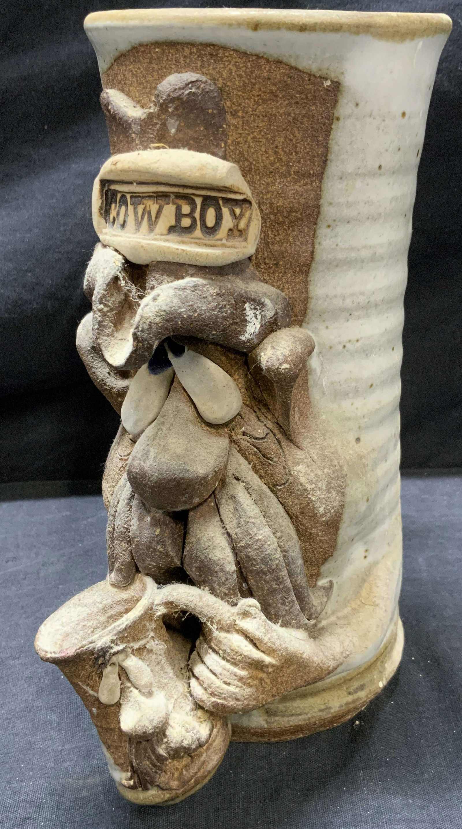 MMS Signed Ceramic Relieved Vessel with Handle (1 of 7)