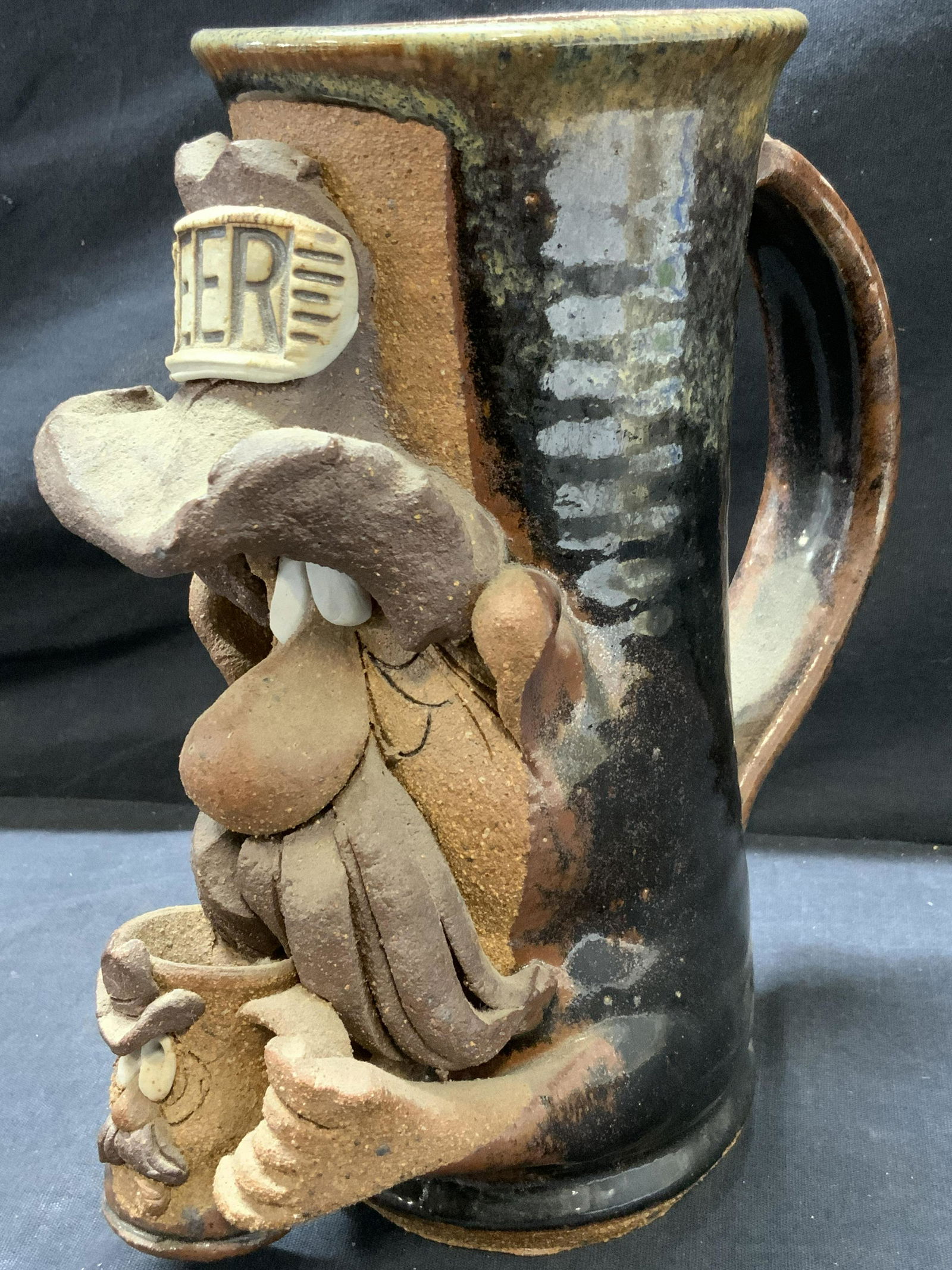 MMS Signed Ceramic Relieved Vessel with Handle (1 of 7)