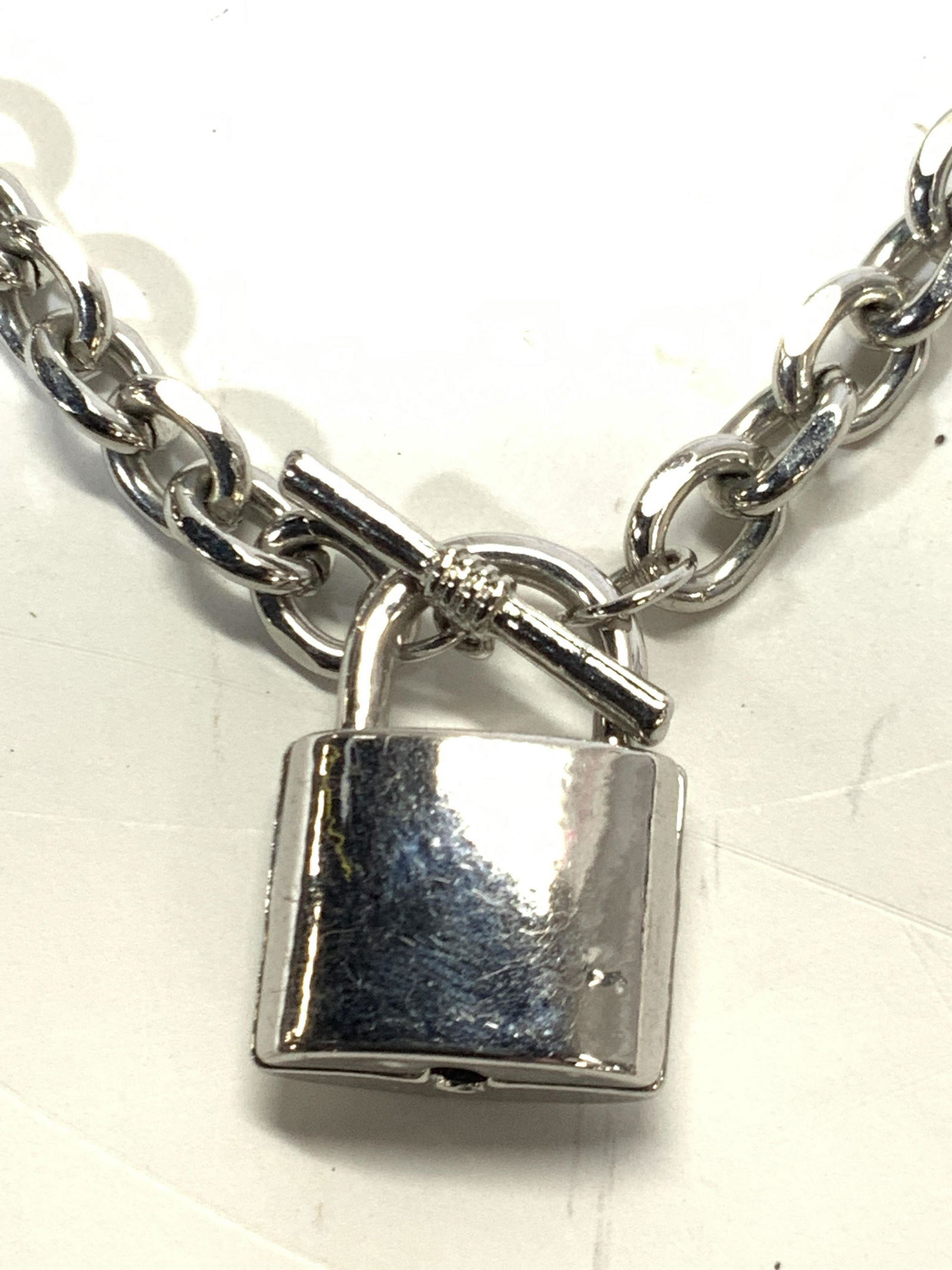 Silver Toned Chunky Cable Chain & Lock Necklace (1 of 5)