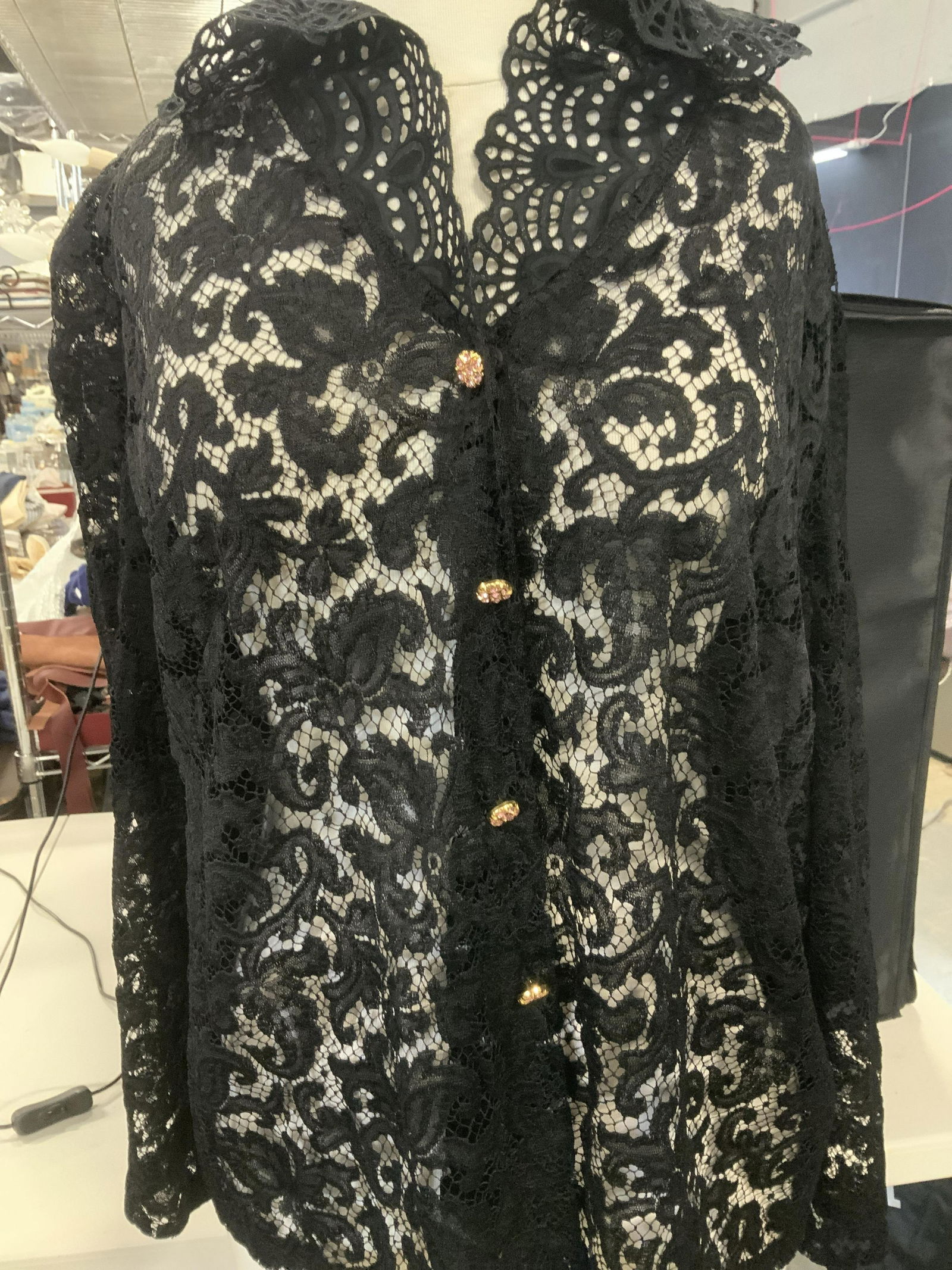 Long Sleeve Black Lace Blouse (1 of 5)