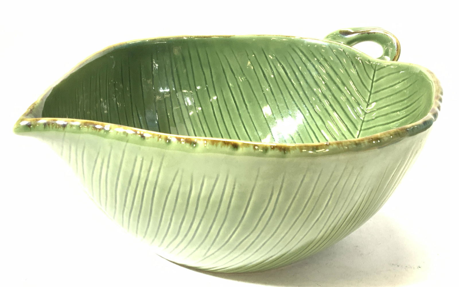 Pottery Barn Tropical Leaf Ceramic Bowl (1 of 8)