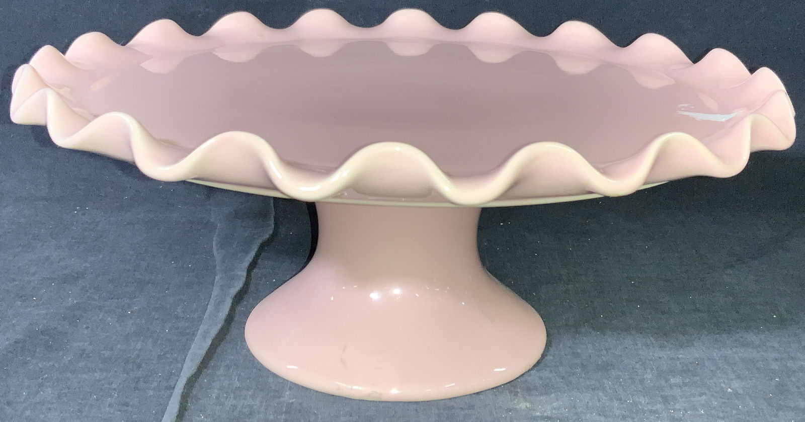 William Sonoma Pink Ruffled Ceramic Footed Dish (1 of 5)