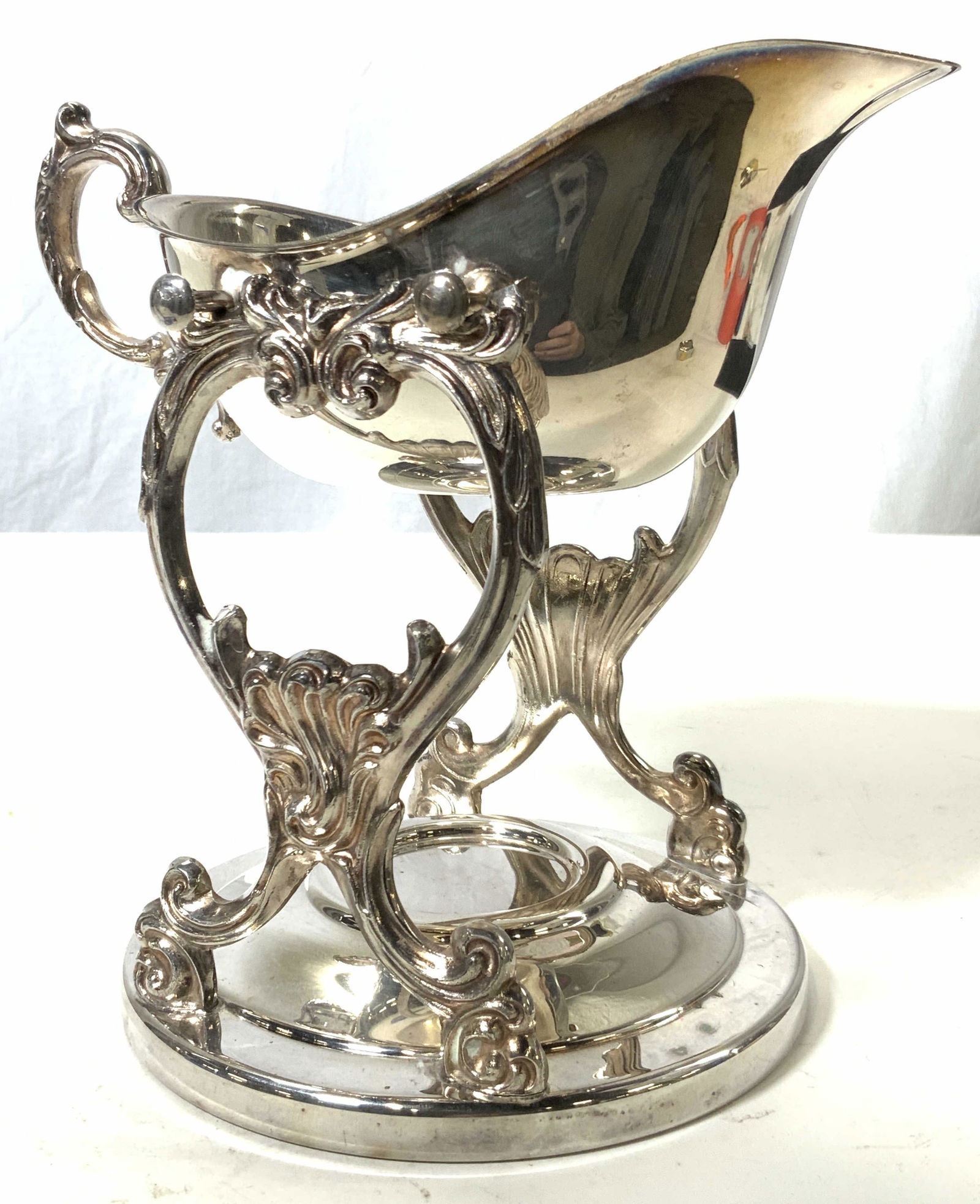 Ornate Gravy Boat & Warmer Stand (1 of 10)