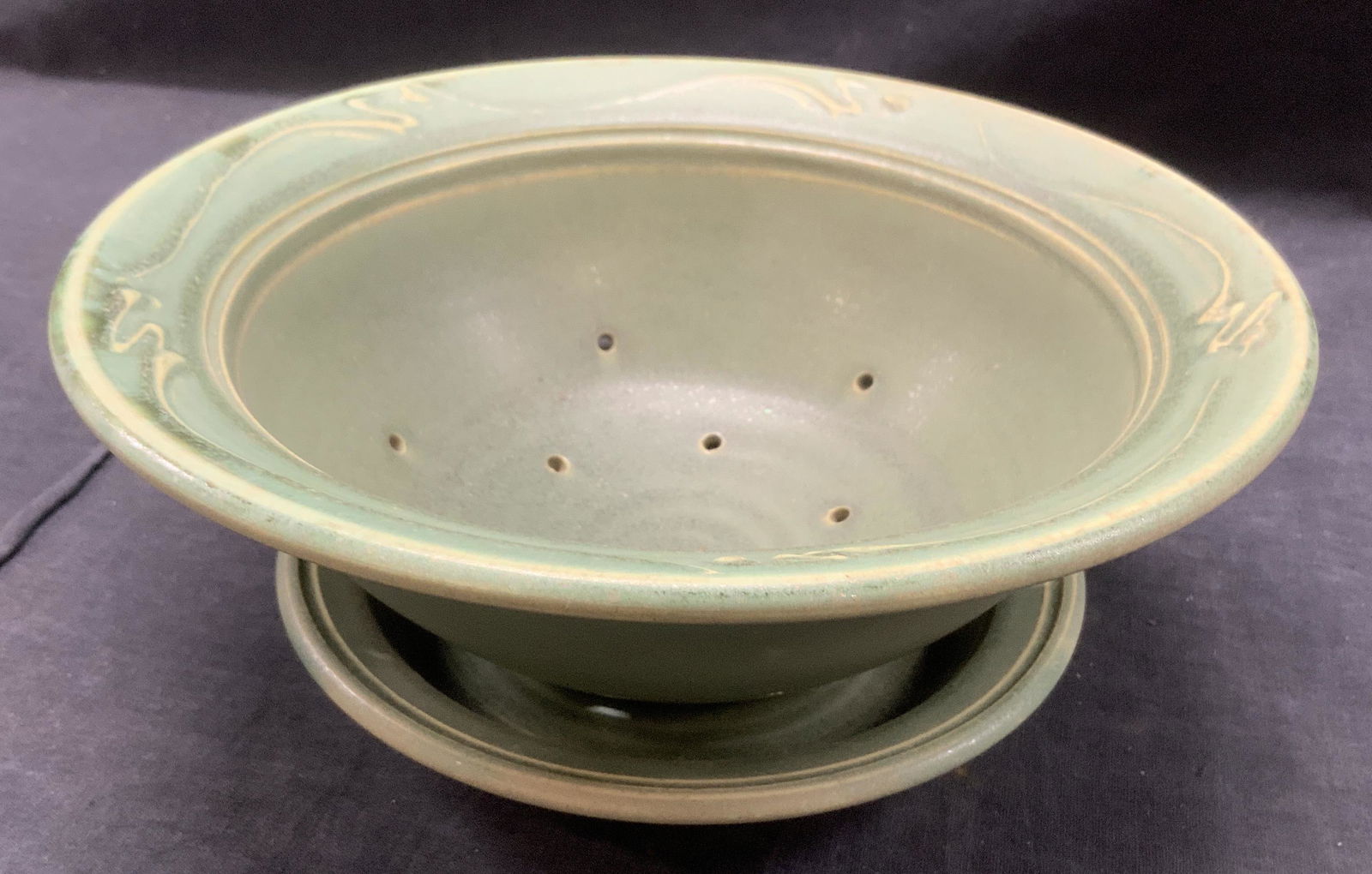 Signed Hand made Ceramic Fruit & Veggie Colander,2 (1 of 5)