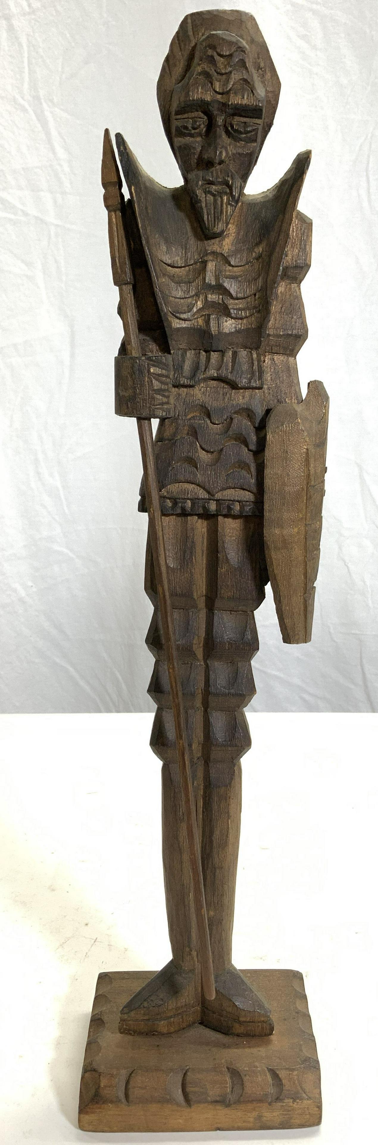 Vintage Male Figure Warrior Wood Carving (1 of 9)