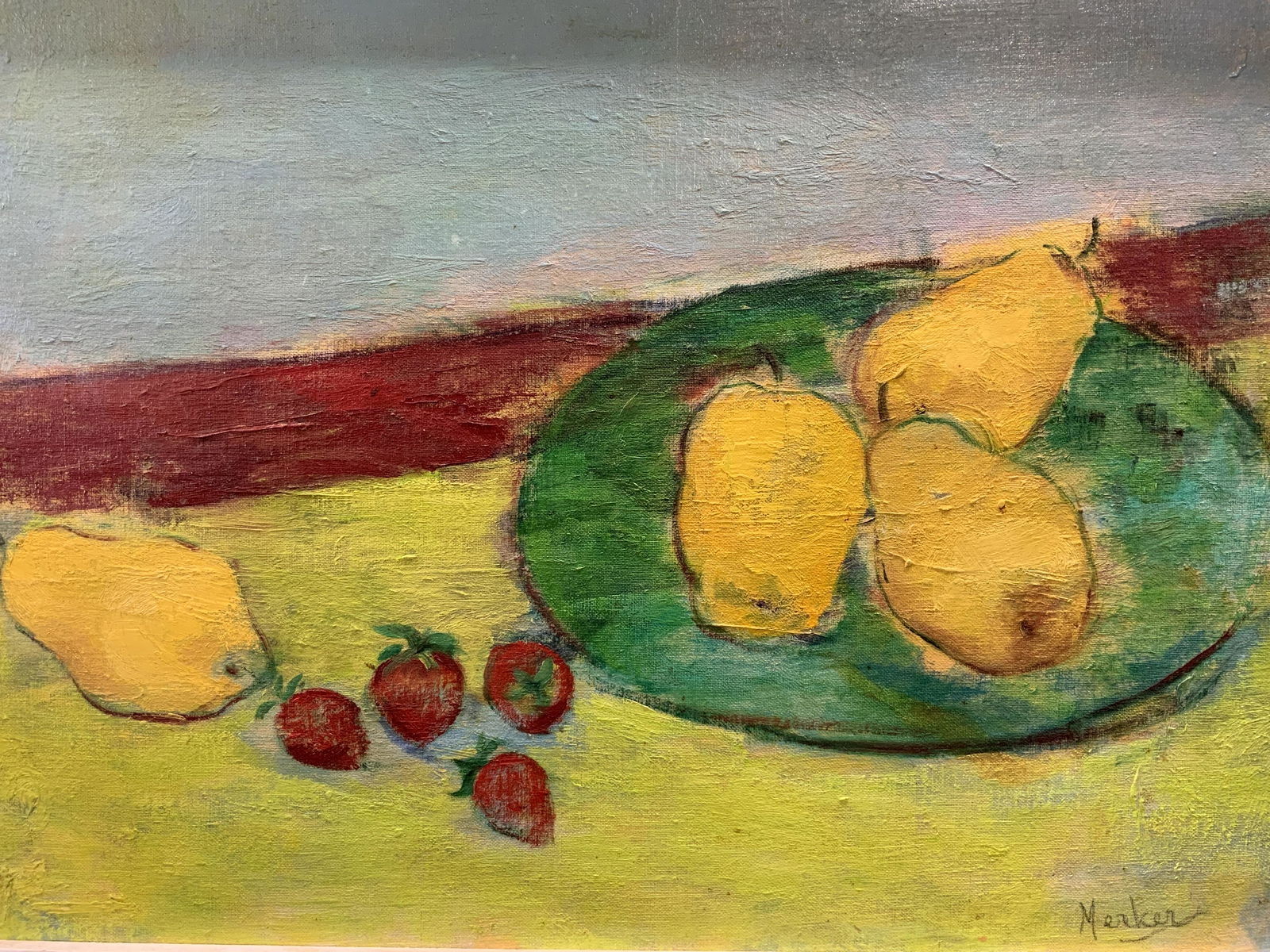 ALEXANDRA MERKER Signed Fruit Still Life Oil (1 of 6)