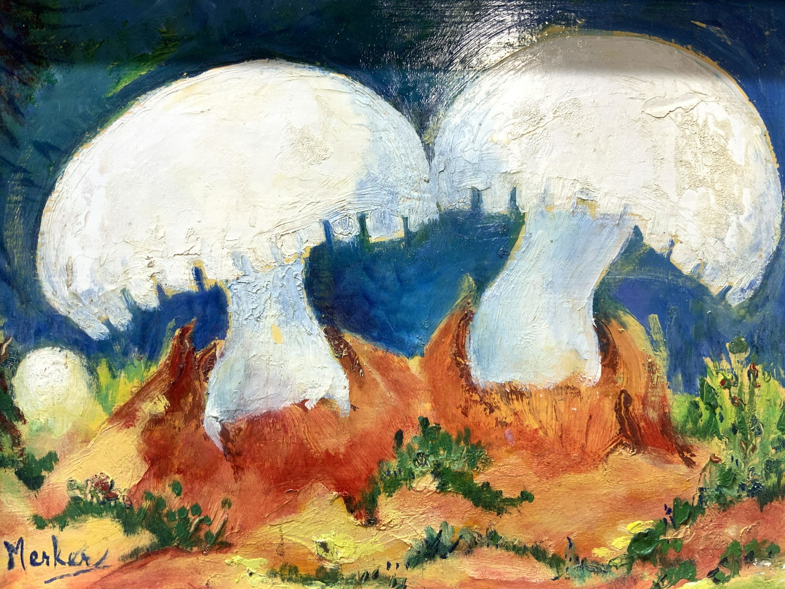 ALEXANDRA MERKER Signed White Mushrooms Painting (1 of 8)