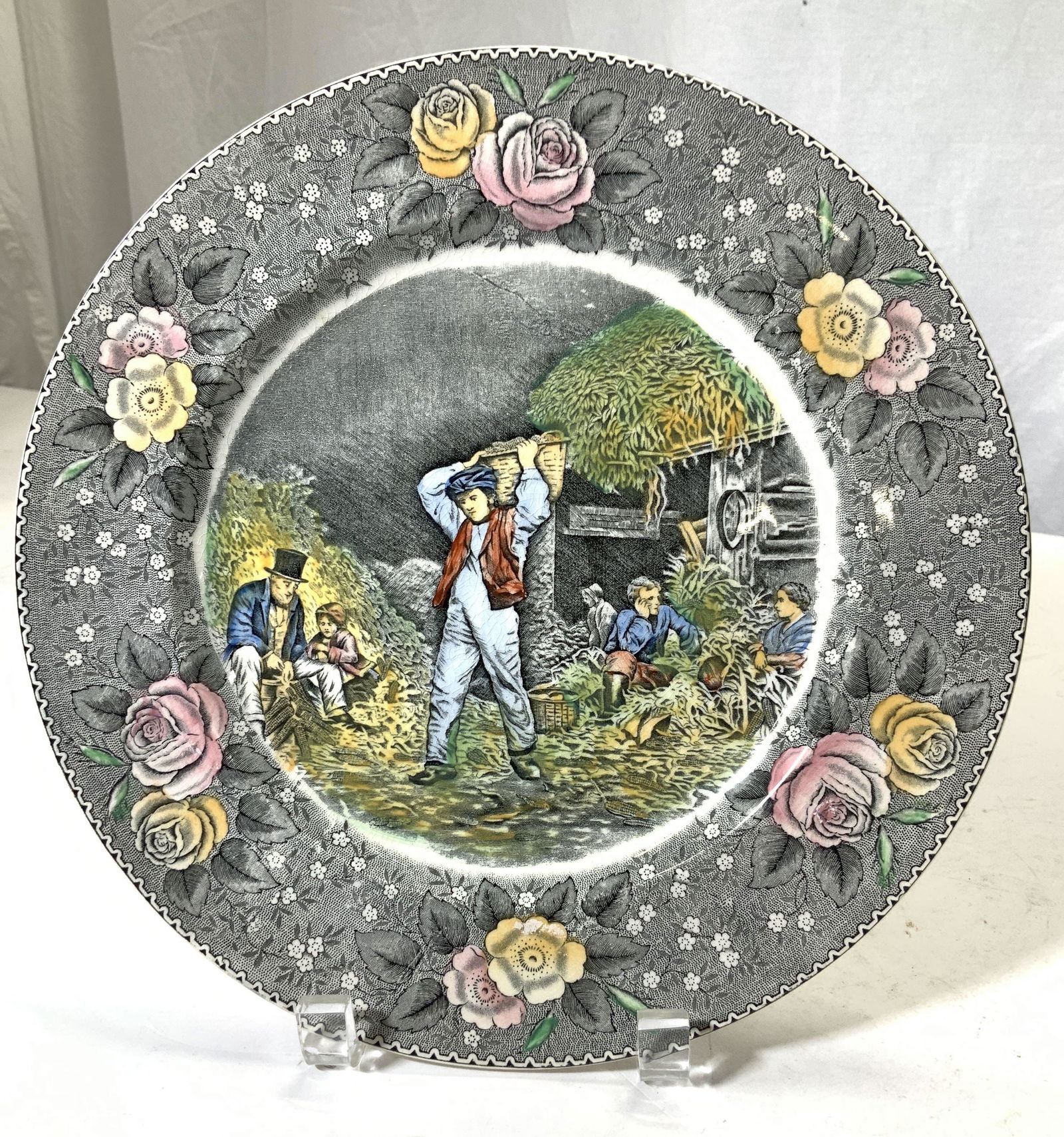 ADAMS Husking Transferware Ceramic Plate, England (1 of 6)