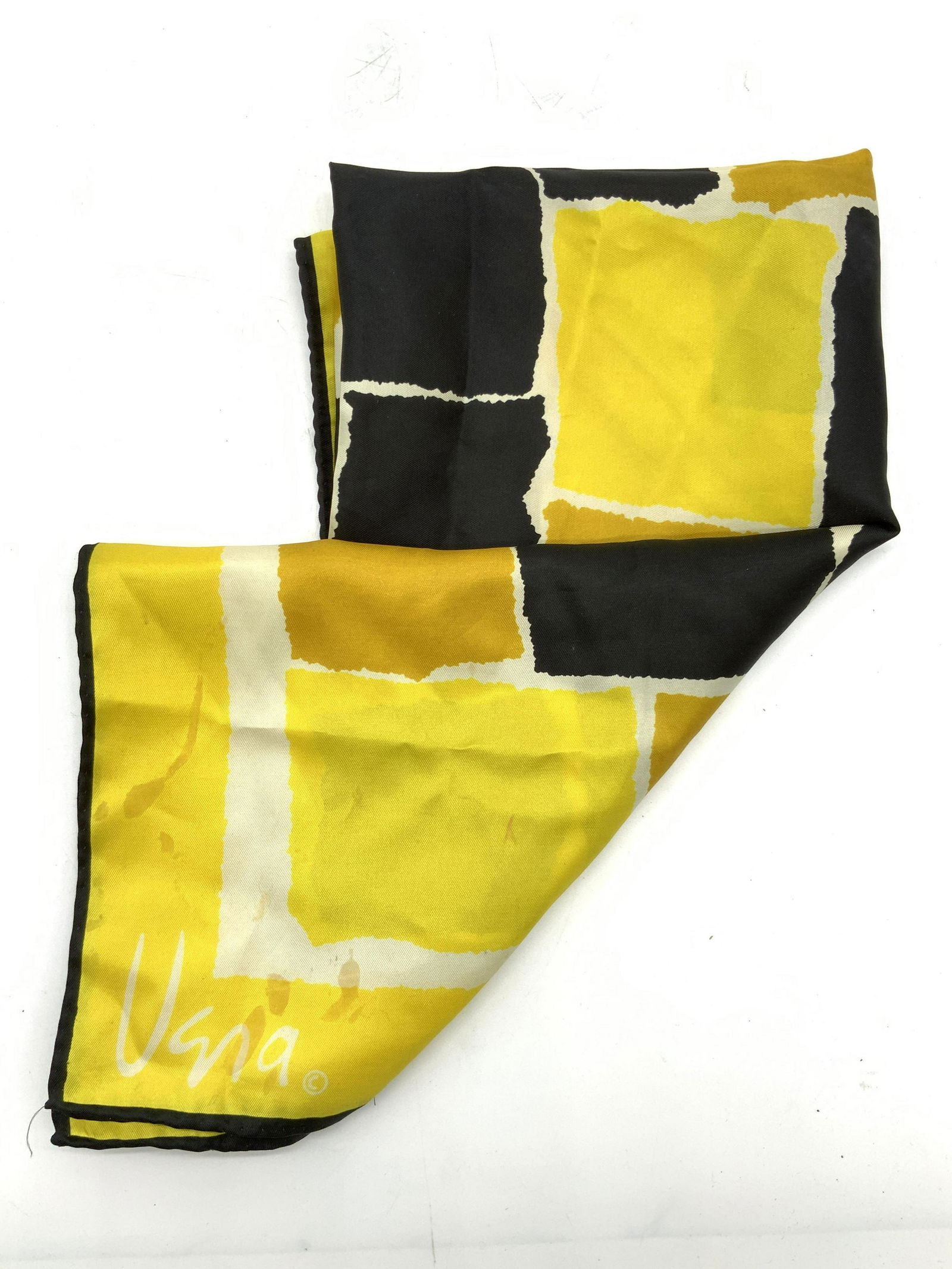 VERA Silk Yellow & Black Hand Rolled Scarf (1 of 7)