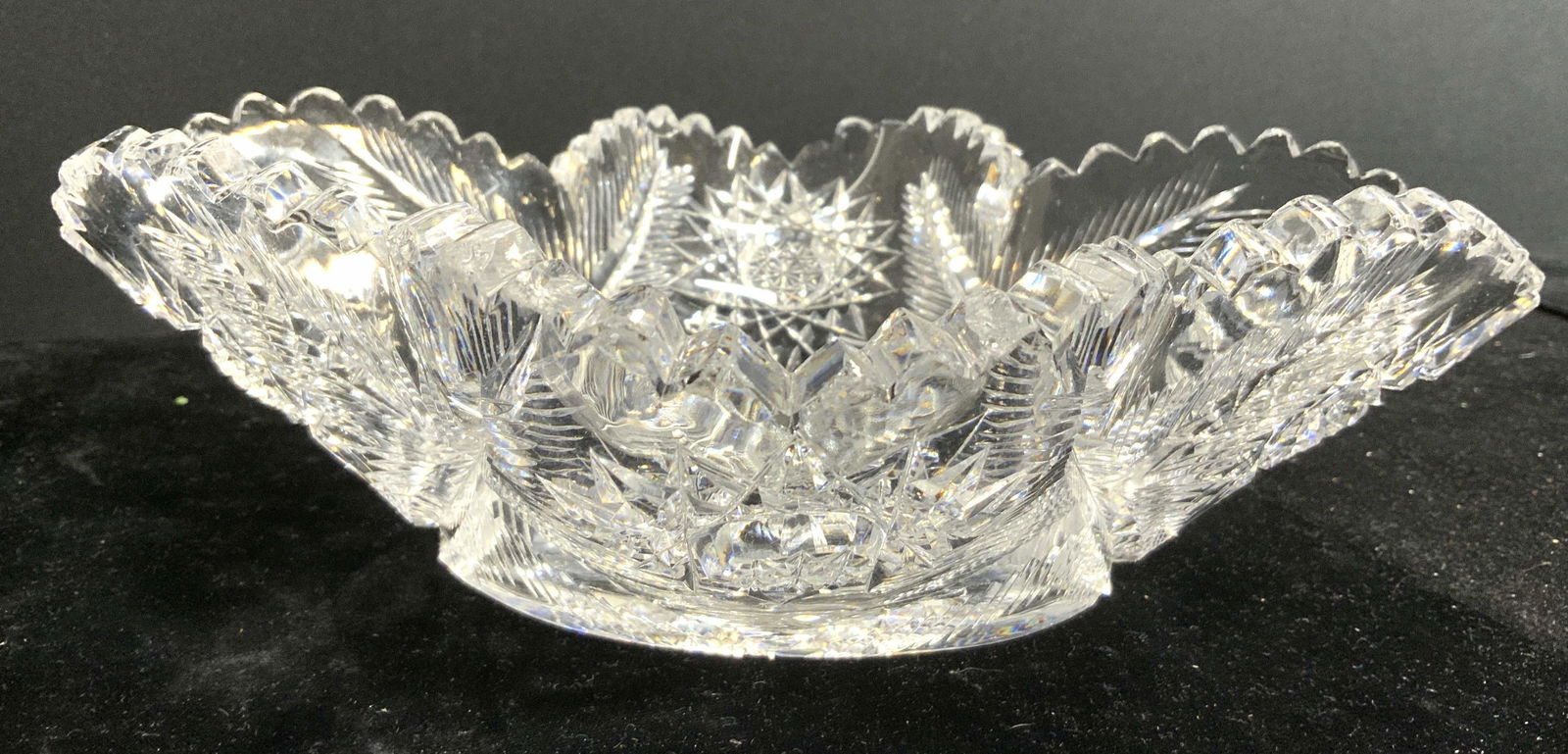 Toothed Cut Crystal Dish Vessel (1 of 8)