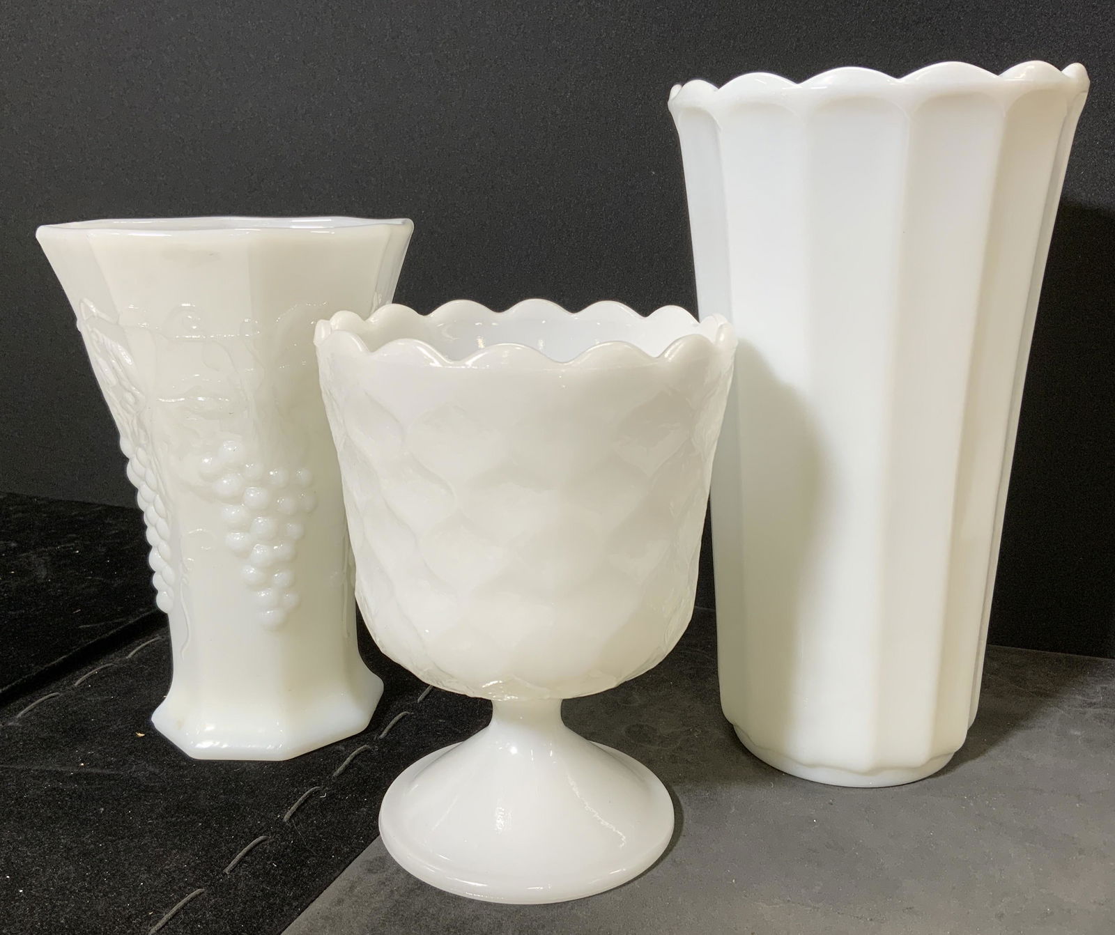 Lot 3 Milk Glass Vessels E.O. BRODY & Others (1 of 8)