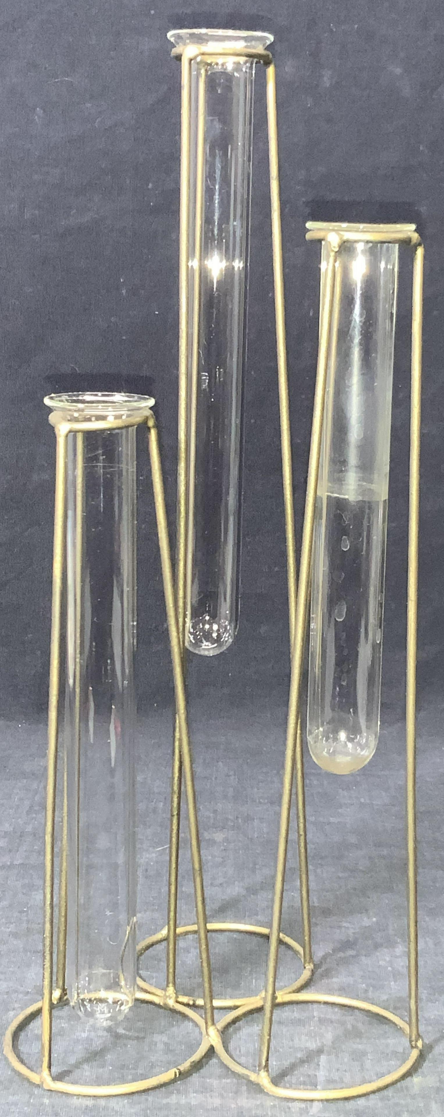 3 Tiered Vintage Brass Glass Vial Stand. (1 of 7)