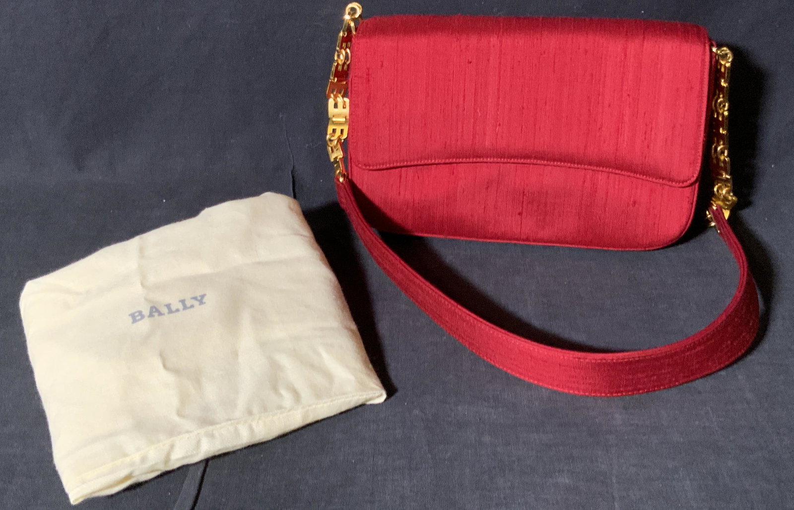 BALLY Red Fabric Half Flap Ladies Purse, Tag & Bag (1 of 16)