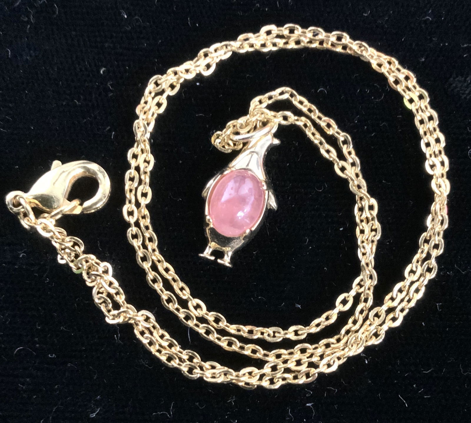 18k Penguin Pendant Necklace with Natural Stone (1 of 4)