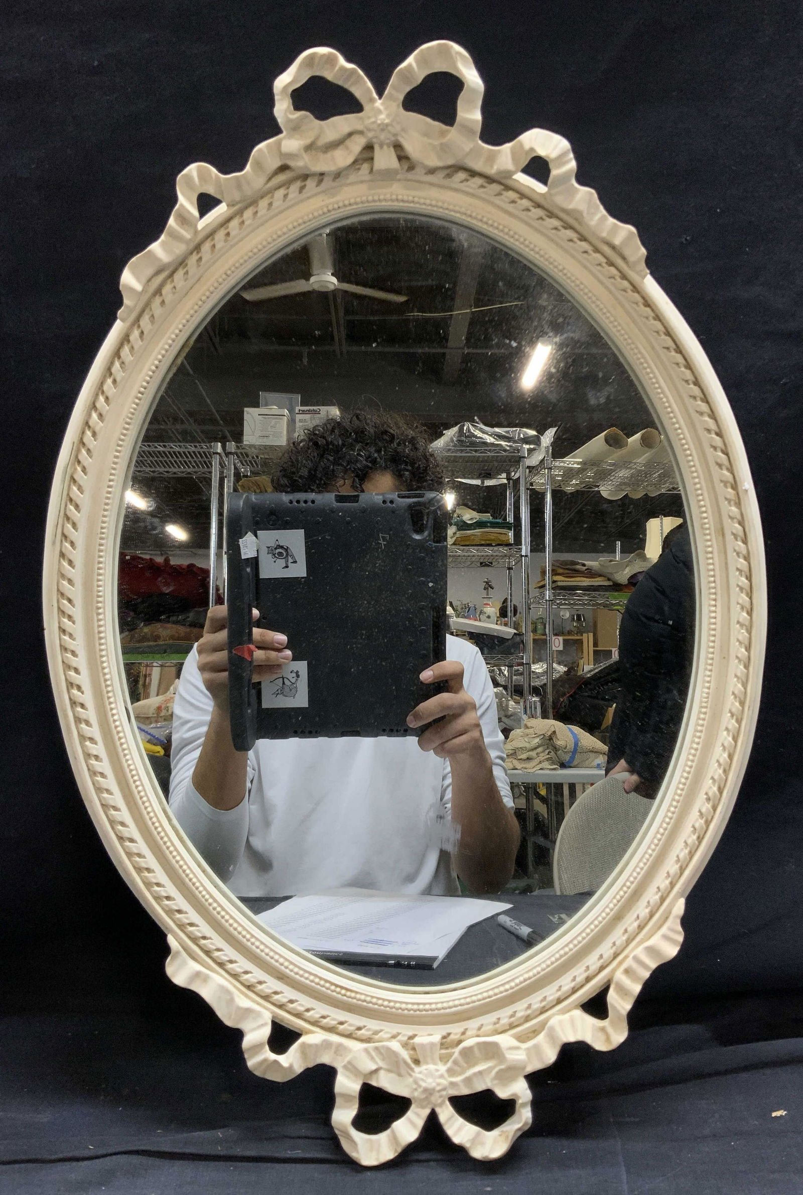 French Style Mirror with Ribbon Motif (1 of 5)