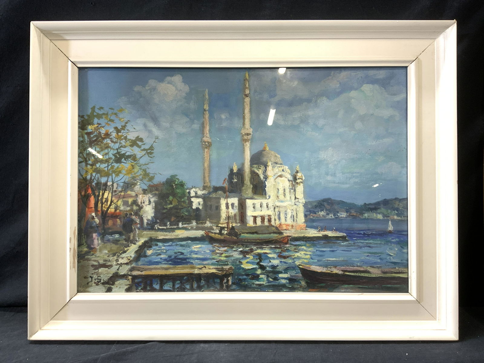 Signed Impressionist Harbor Scene Painting (1 of 7)