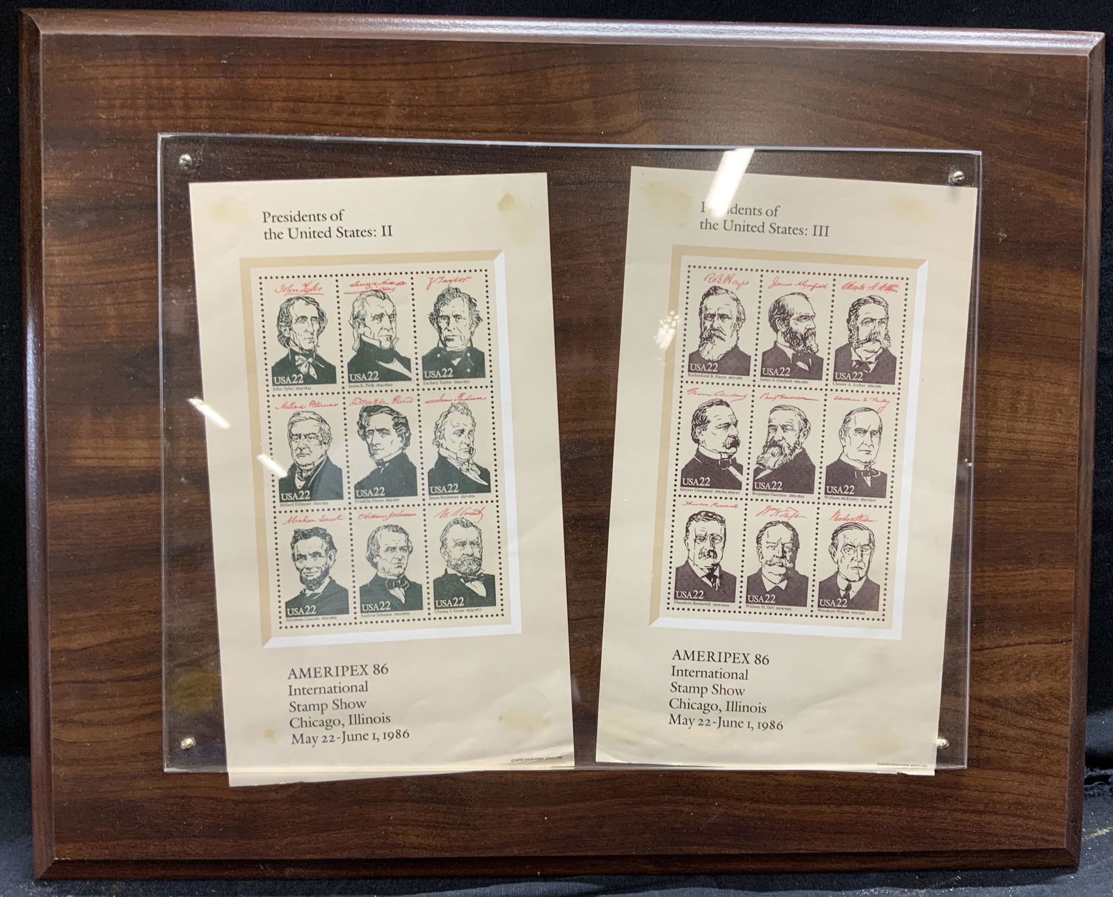 Framed Antique Postage Stamps of US Presidents (1 of 4)