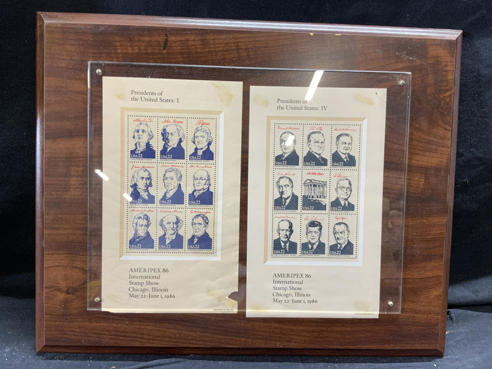 Framed Antique Postage Stamps of US Presidents (1 of 4)