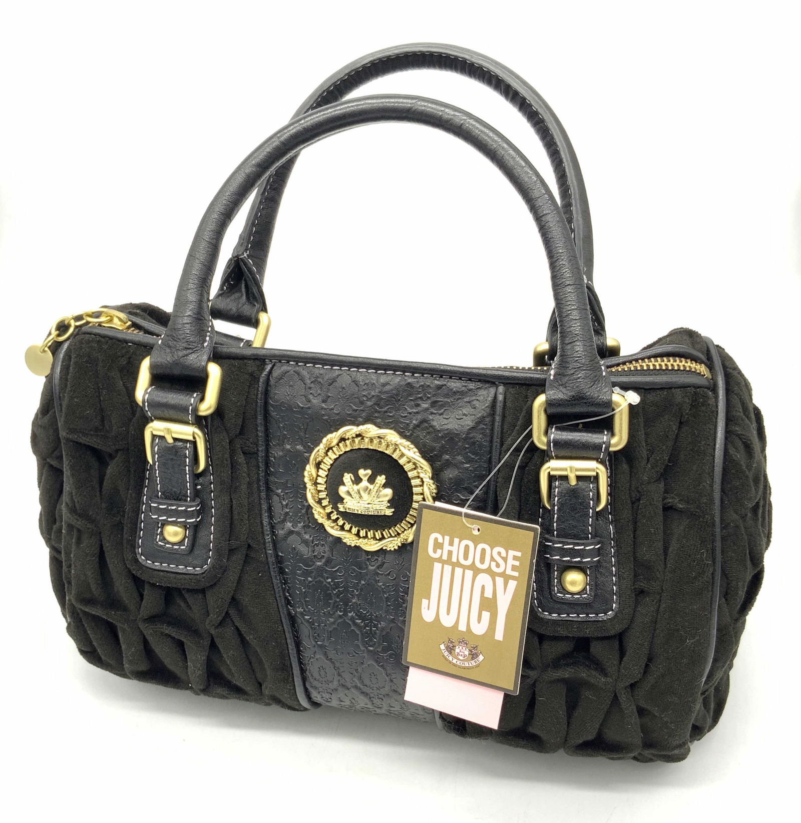 JUICY COUTURE NWT Deep Chocolate Velour Satchel (1 of 12)