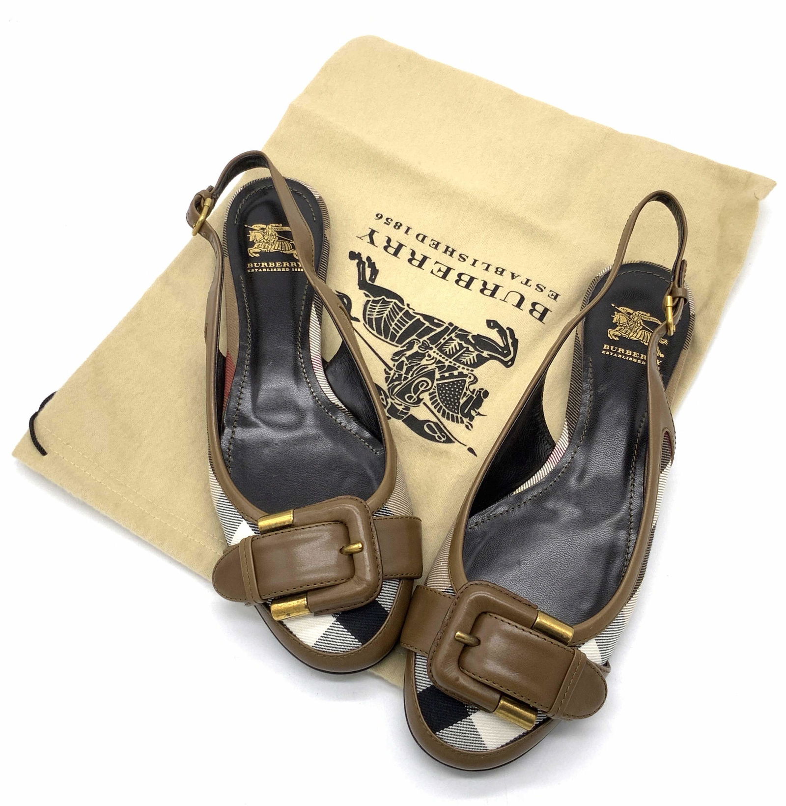 BURBERRY Patterned Sling Back Flats W/ Dust Bag (1 of 10)