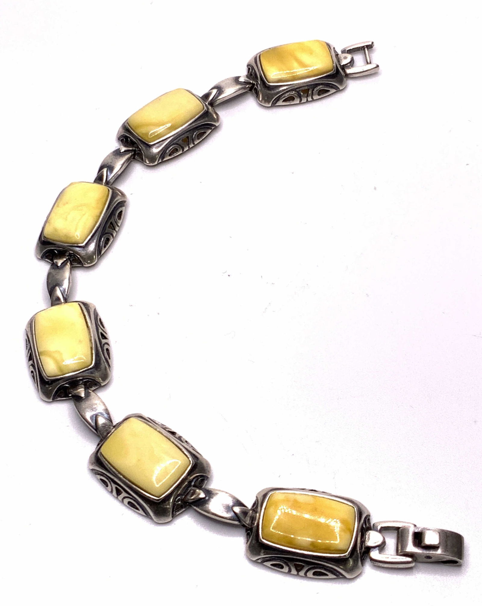 STERLING SILVER Vintage Costume Cabochon Bracelet (1 of 10)