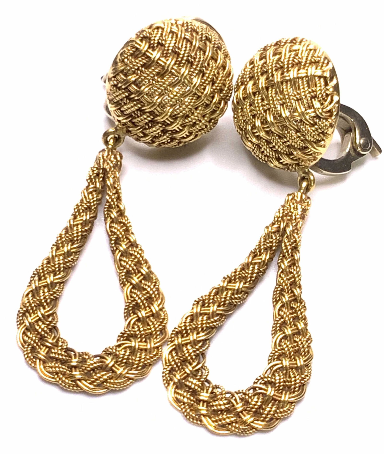 18K GOLD Vintage Italian Clip On Earrings, Jewelry (1 of 10)