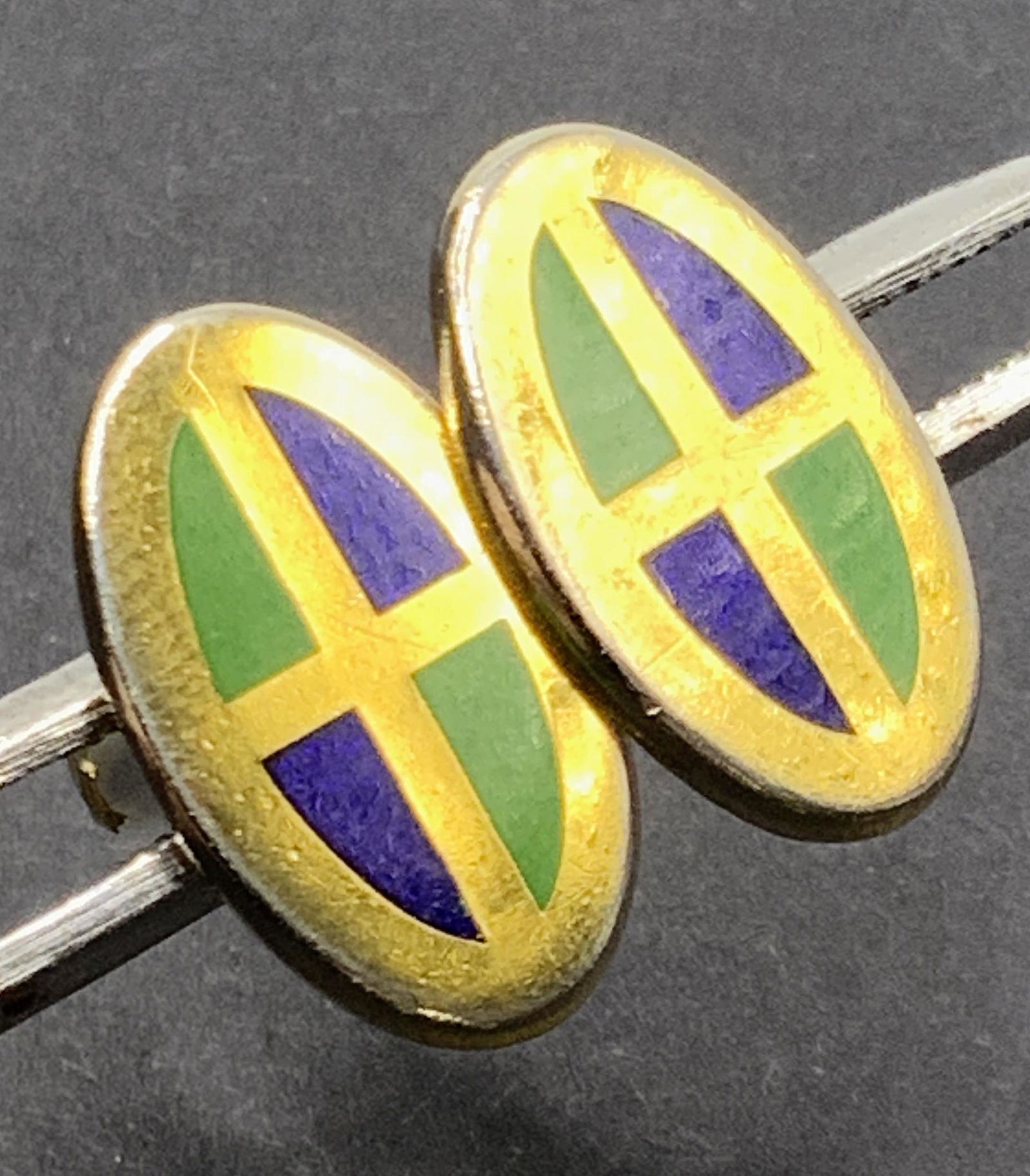 LB & B Signed Vintage Enamel Cufflinks, Jewelry (1 of 6)